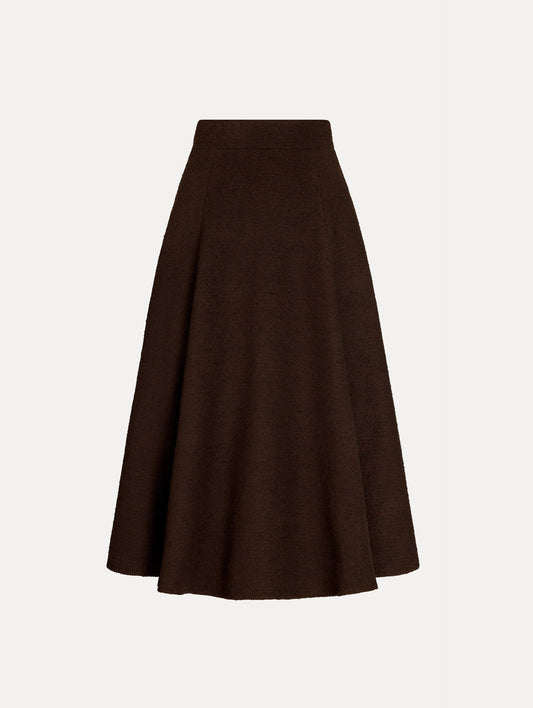 Wool Tweed Pleated Skirt Mahogany / Oscar de la Renta