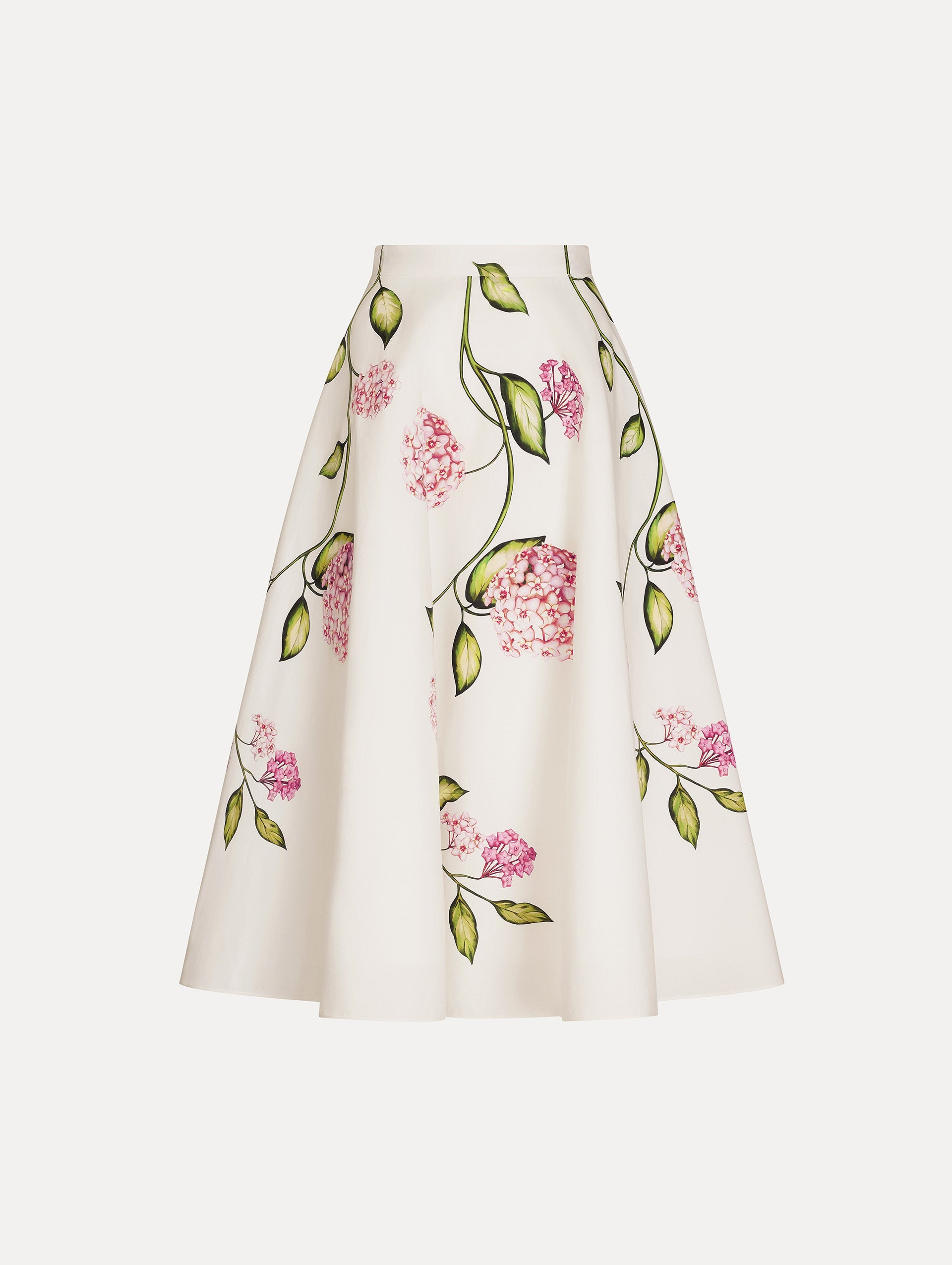 Porcelain Flower Cotton Poplin Skirt Pink/white / Oscar de la Renta