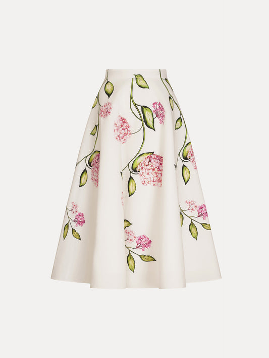 Porcelain Flower Cotton Poplin Skirt Pink/white / Oscar de la Renta
