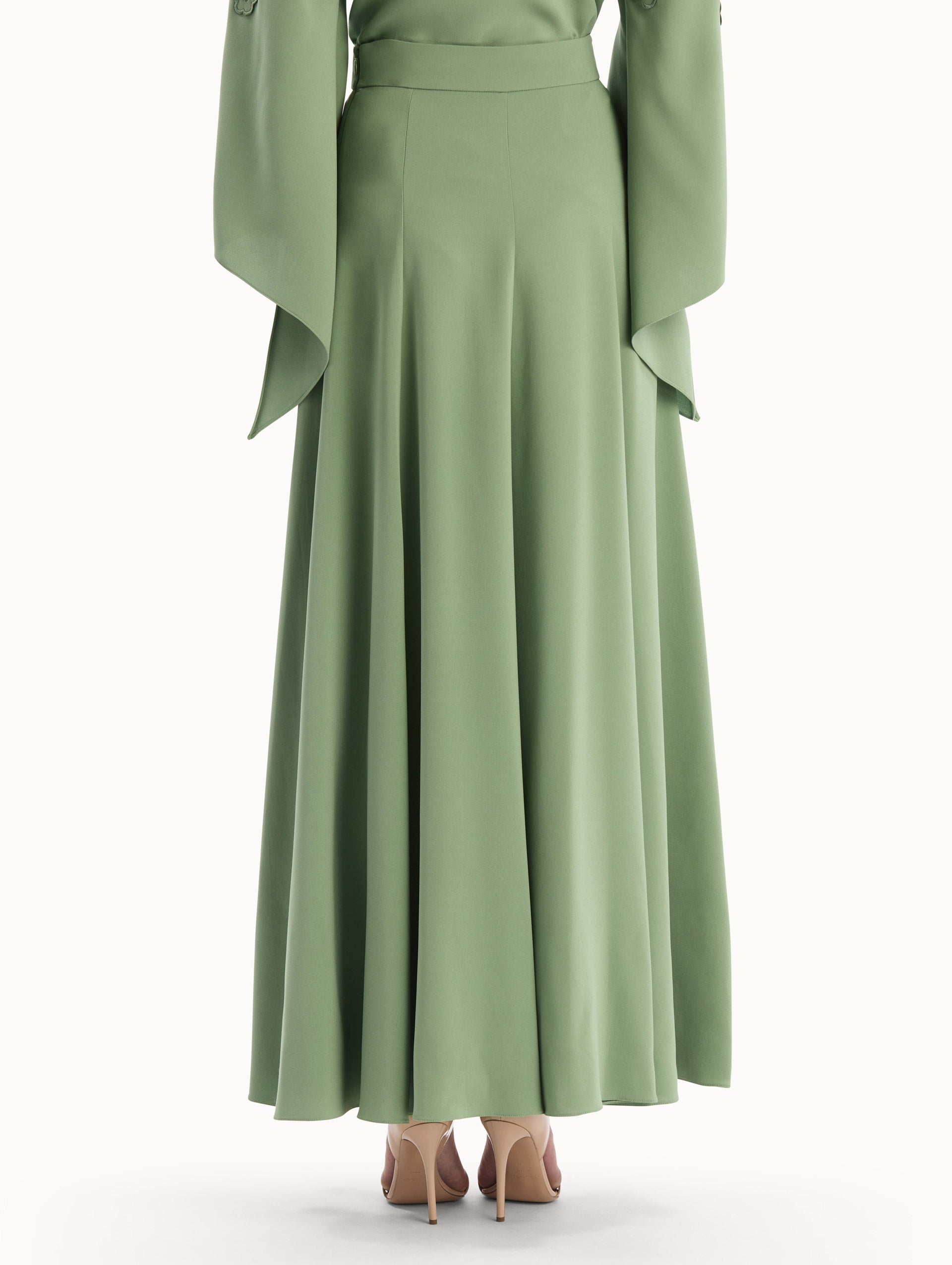 Silk Georgette Midi Skirt Pale olive / Oscar de la Renta