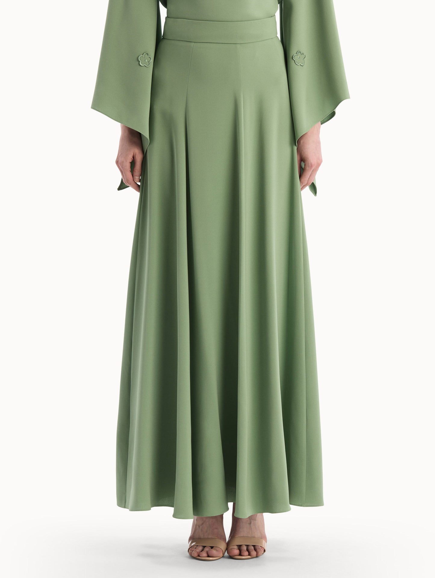 Silk Georgette Midi Skirt Pale olive / Oscar de la Renta