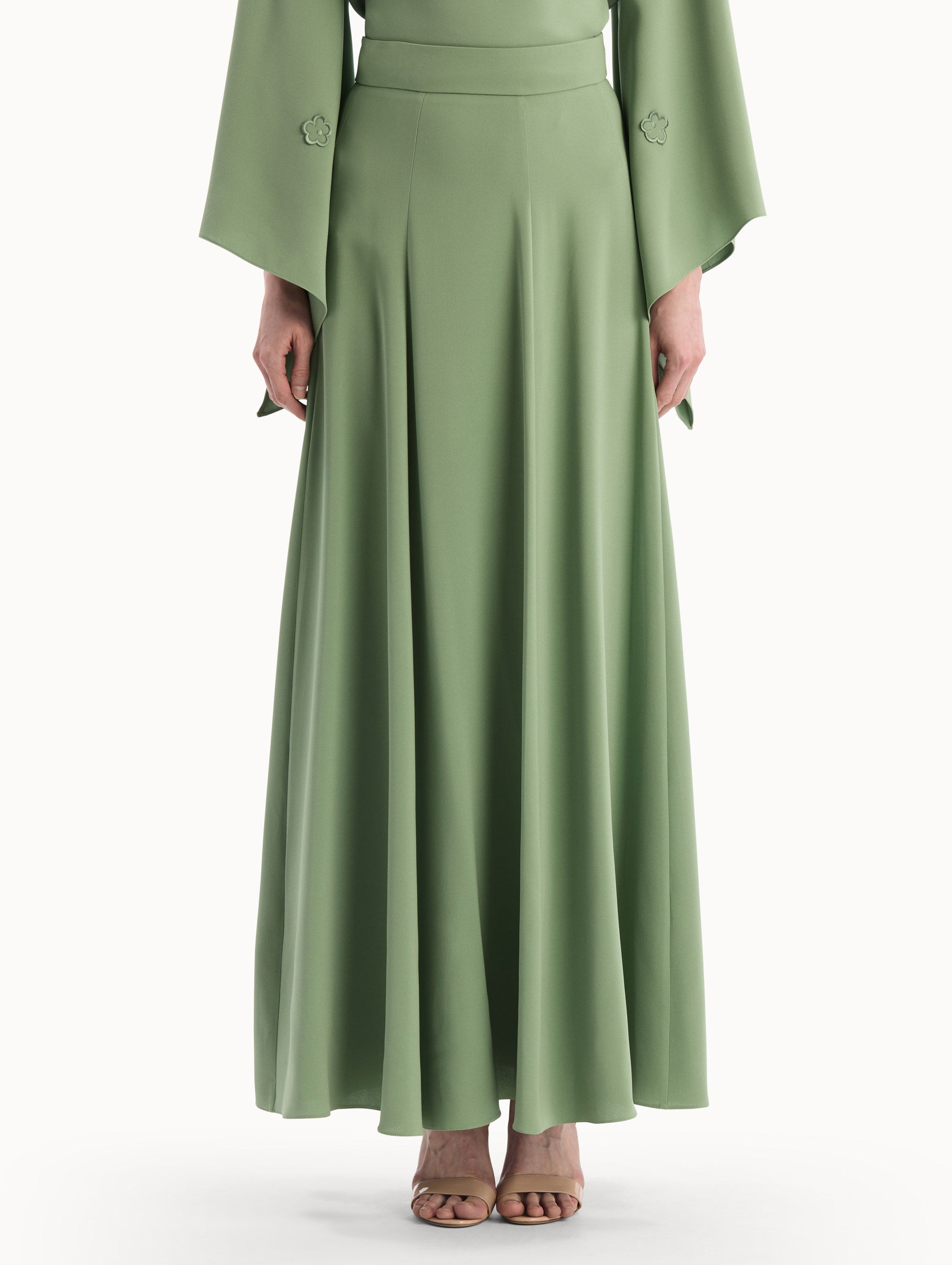 Silk Georgette Midi Skirt Pale olive / Oscar de la Renta