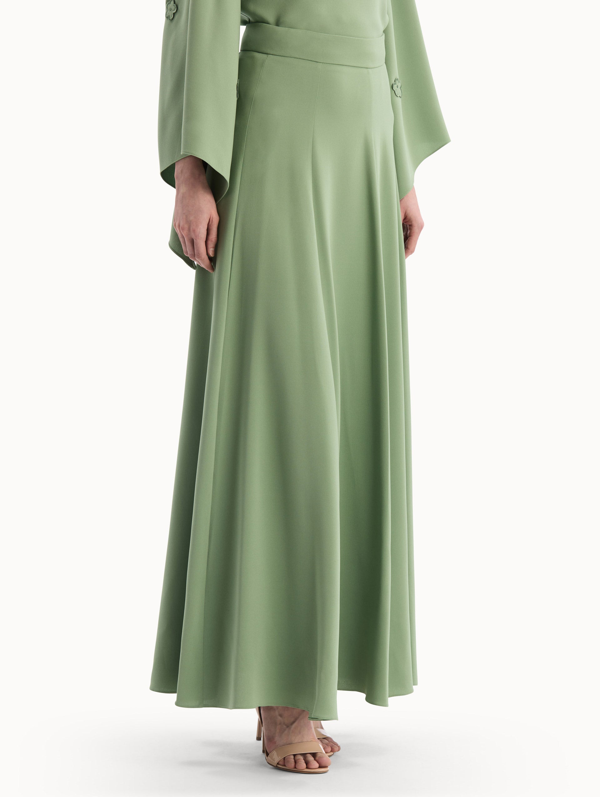 Silk Georgette Midi Skirt Pale olive / Oscar de la Renta