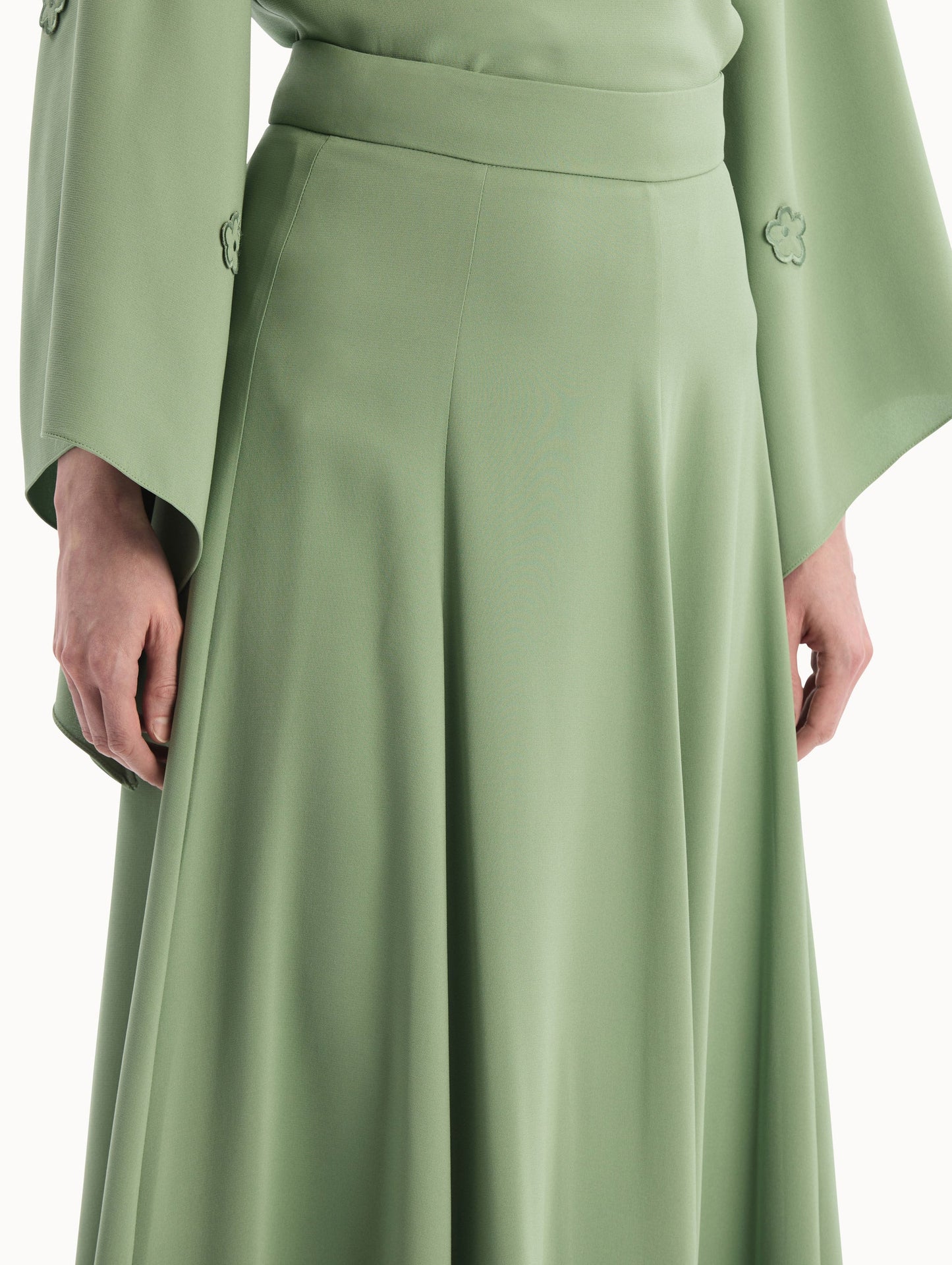 Silk Georgette Midi Skirt Pale olive / Oscar de la Renta