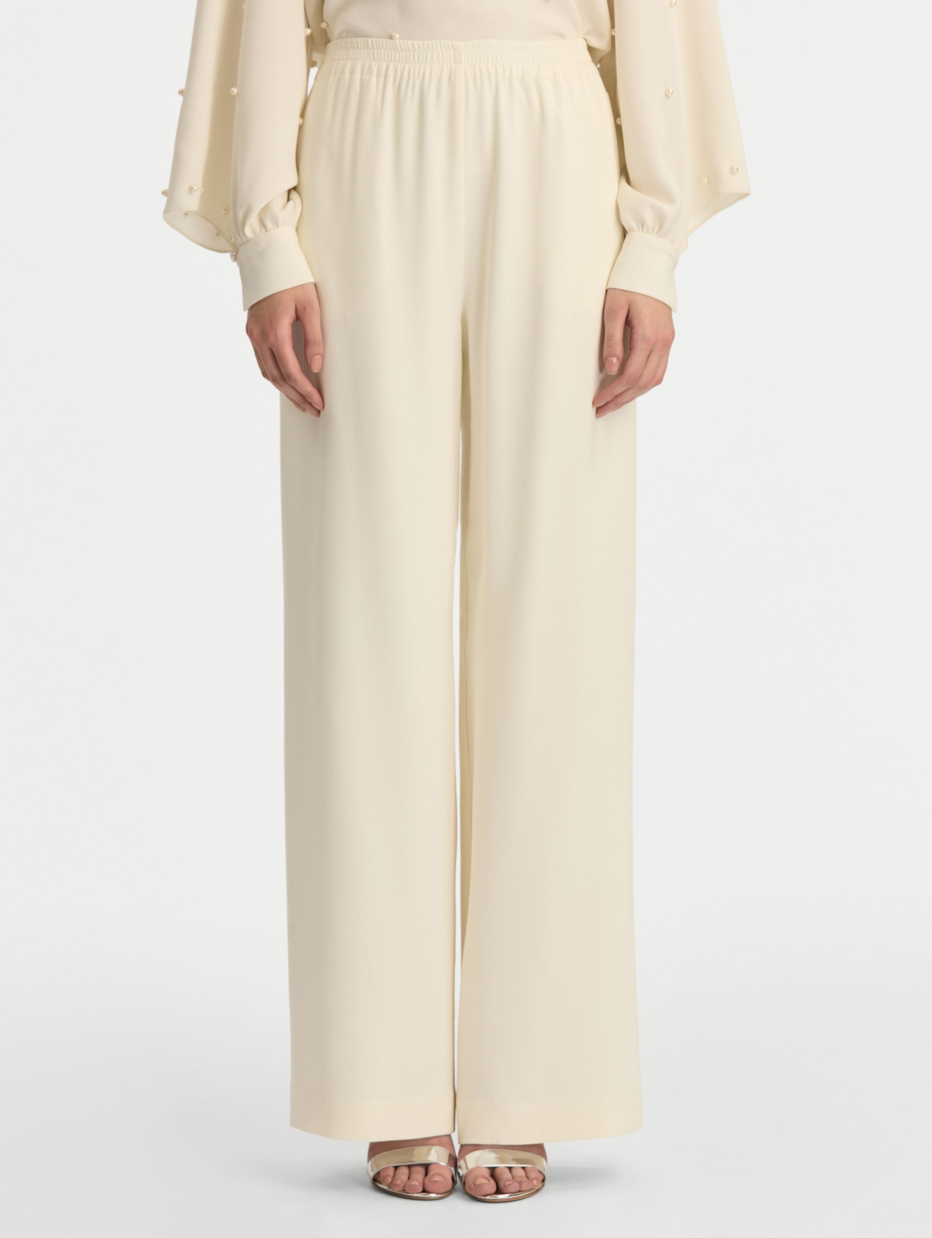 Silk Georgette Wide Leg Pant Ivory / Oscar de la Renta