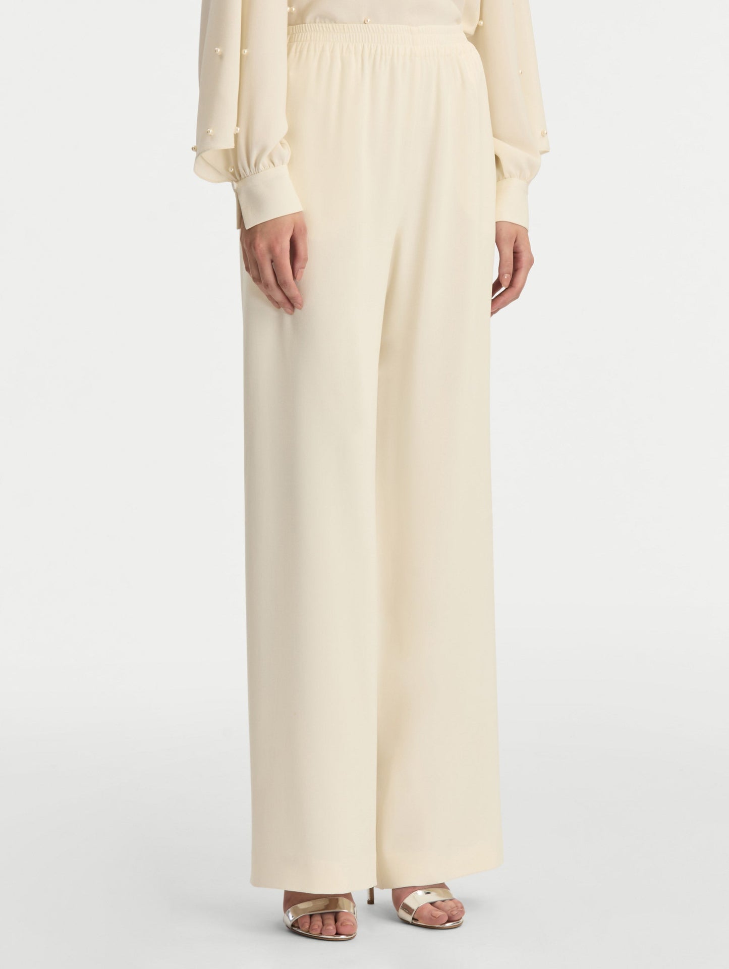 Silk Georgette Wide Leg Pant Ivory / Oscar de la Renta