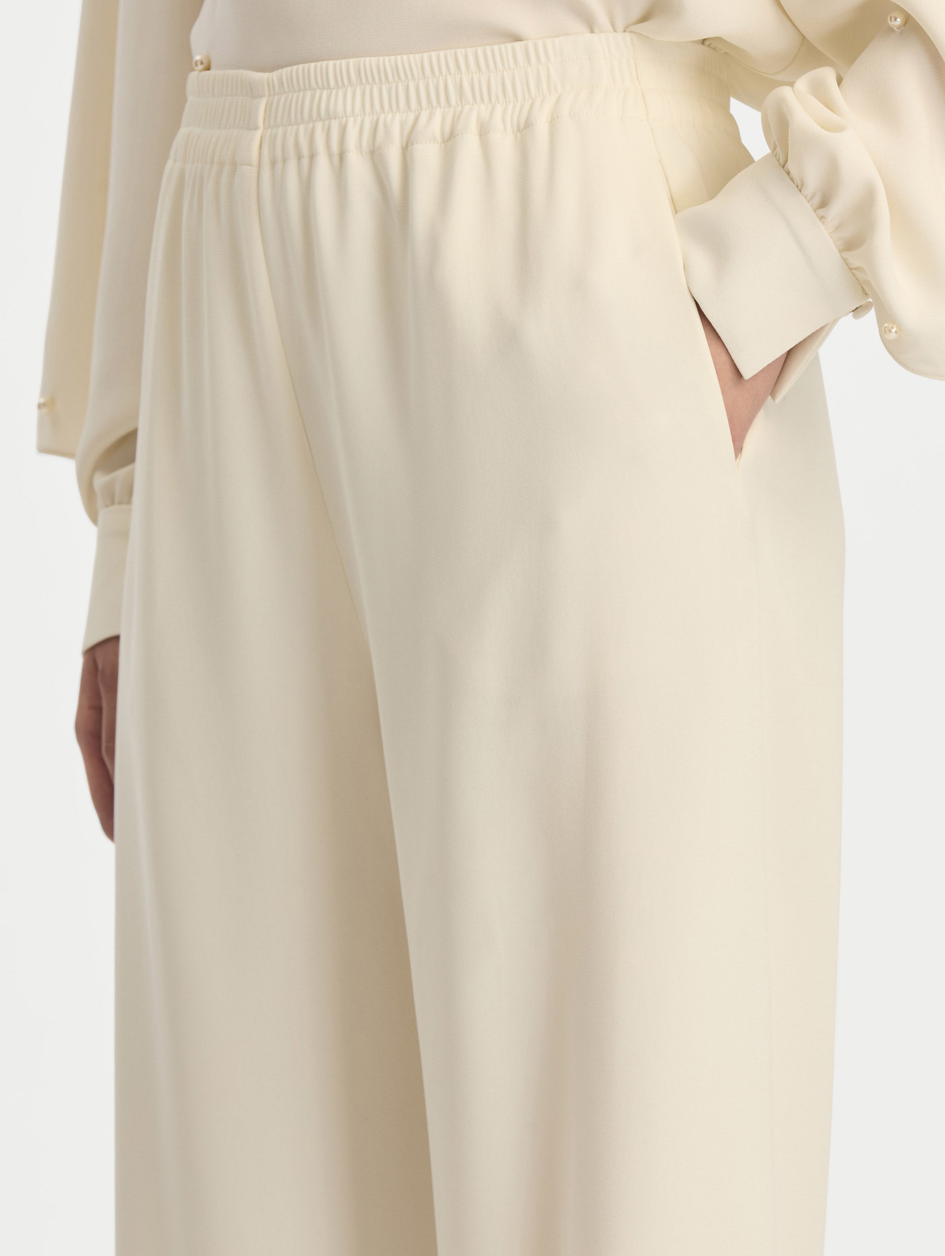 Silk Georgette Wide Leg Pant Ivory / Oscar de la Renta