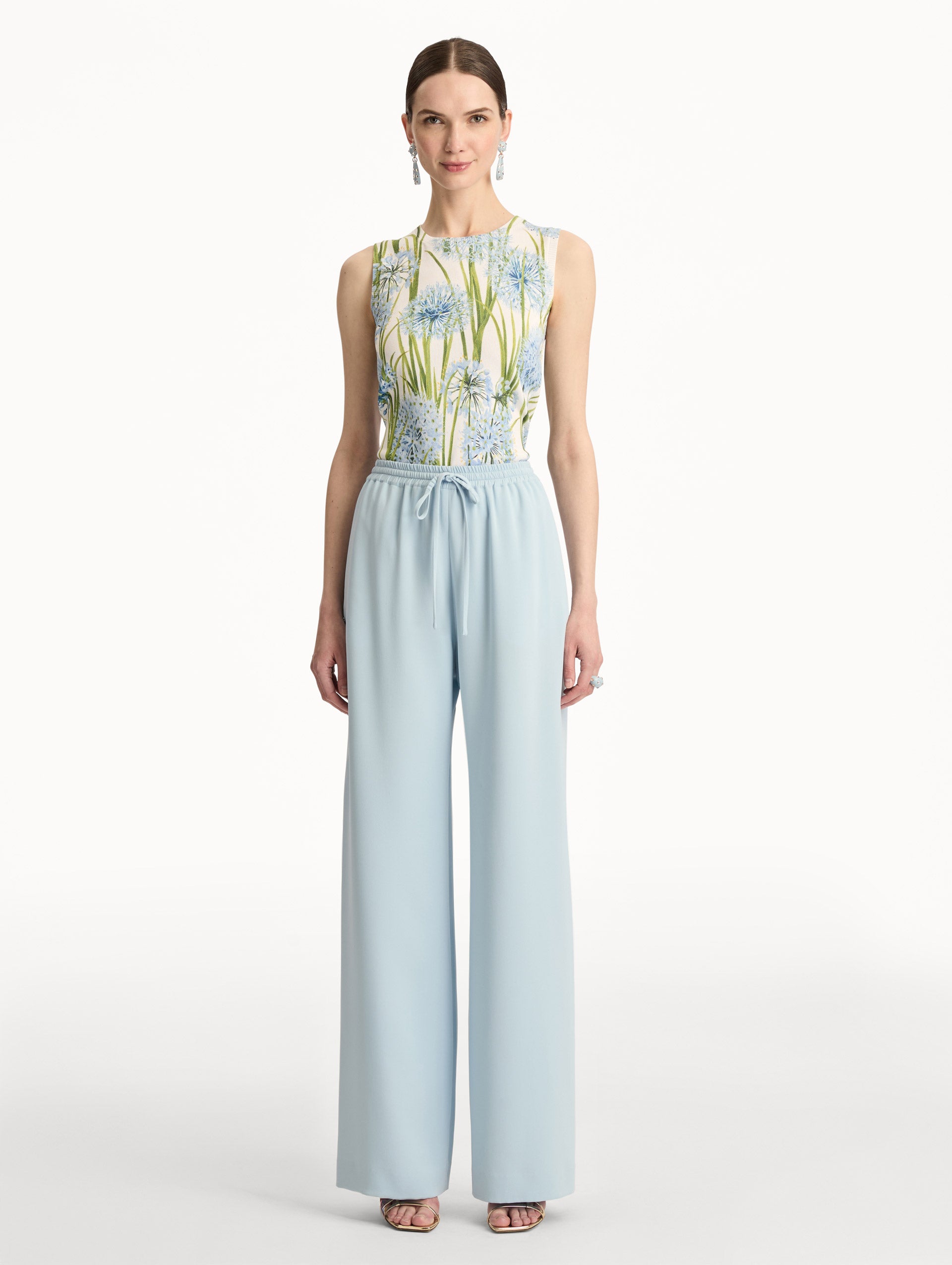 Silk Georgette Drawstring Pant Sky / Oscar de la Renta