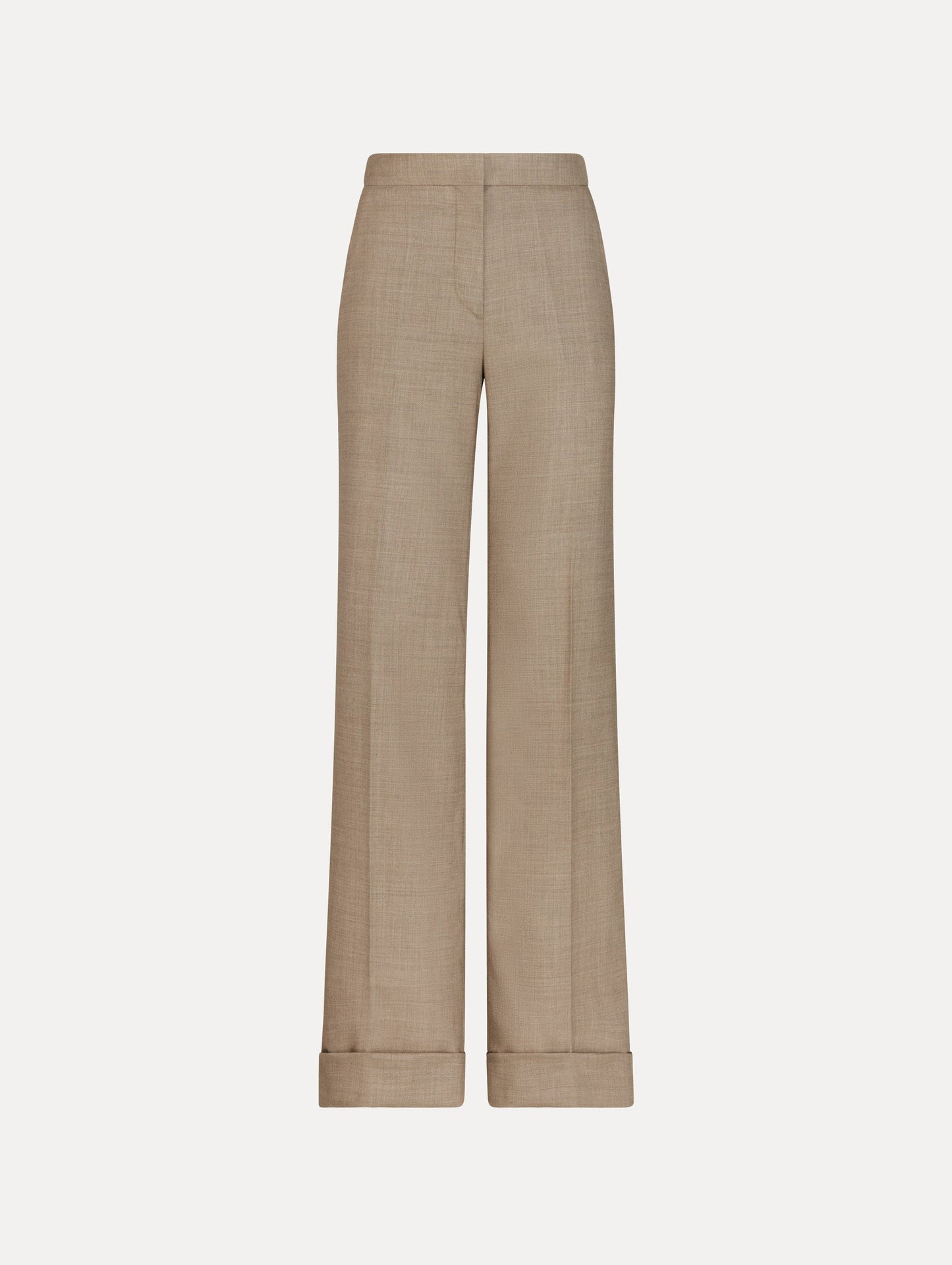 Wool-Blend Wide-Leg Pant Taupe melange / Oscar de la Renta