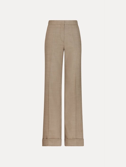 Wool-Blend Wide-Leg Pant Taupe melange / Oscar de la Renta