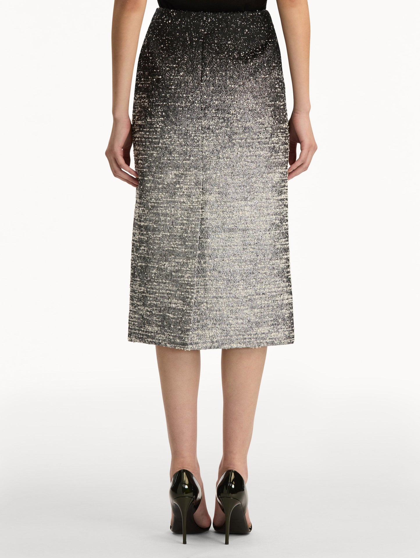 Ombré Lurex Bouclé Jacquard Skirt Black/ivory / Oscar de la Renta