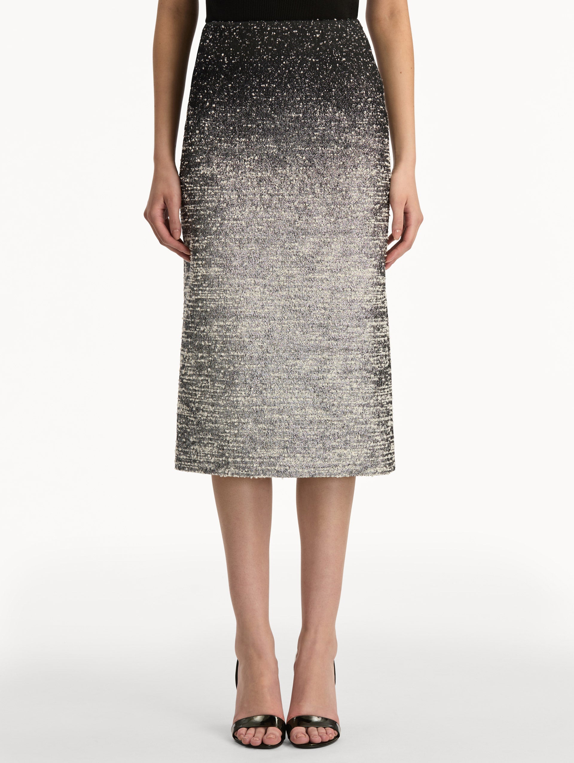 Ombré Lurex Bouclé Jacquard Skirt Black/ivory / Oscar de la Renta
