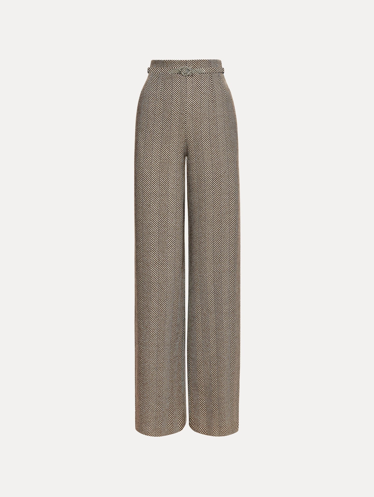 Chevron Cashmere-Blend Pant Walnut/natural / Oscar de la Renta