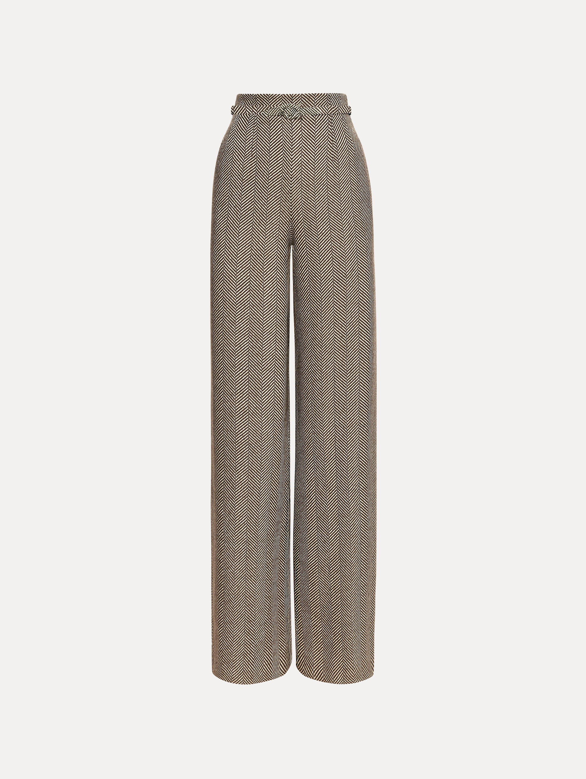 Chevron Cashmere-Blend Pant Walnut/natural / Oscar de la Renta