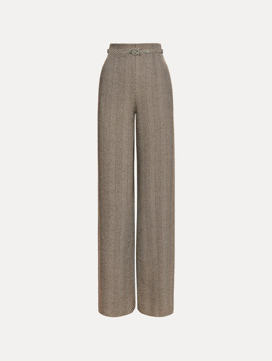 Chevron Cashmere-Blend Pant Walnut/natural / Oscar de la Renta
