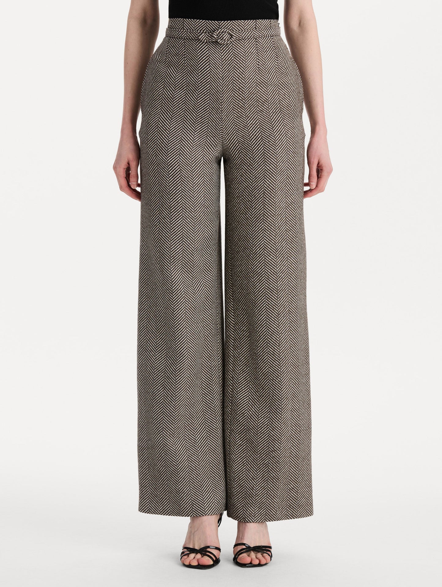 Chevron Cashmere-Blend Pant Walnut/natural / Oscar de la Renta