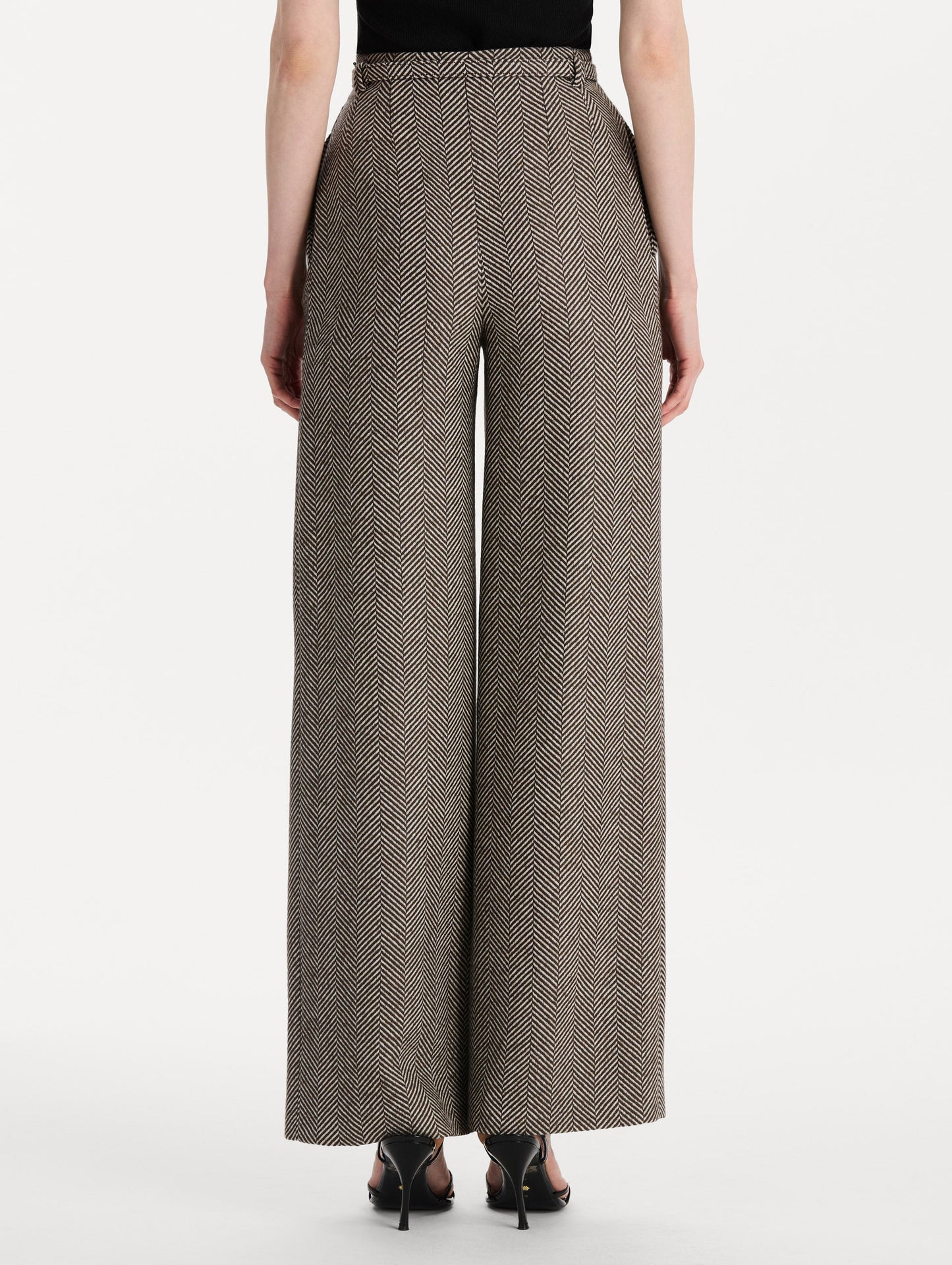 Chevron Cashmere-Blend Pant Walnut/natural / Oscar de la Renta