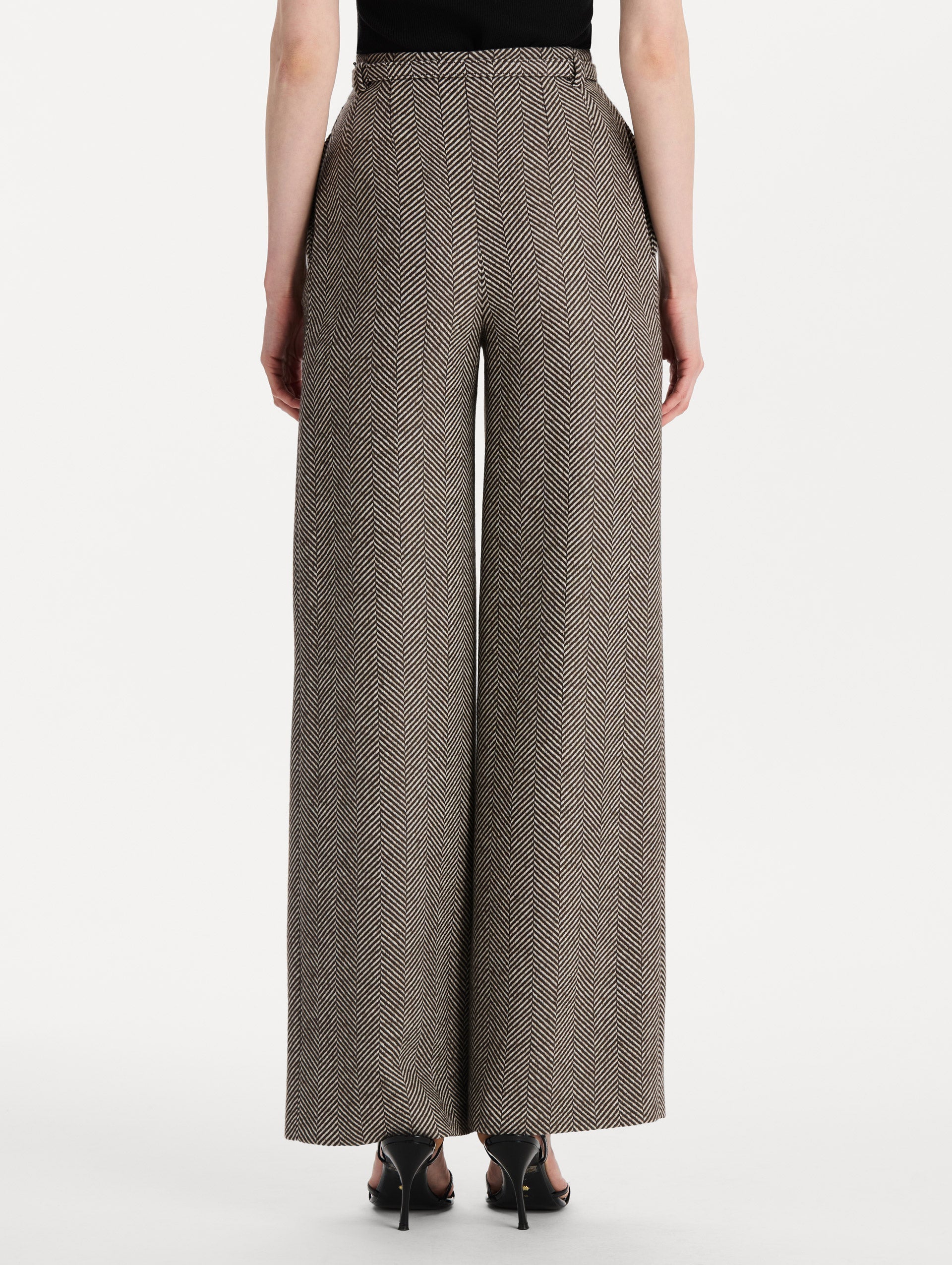 Chevron Cashmere-Blend Pant Walnut/natural / Oscar de la Renta