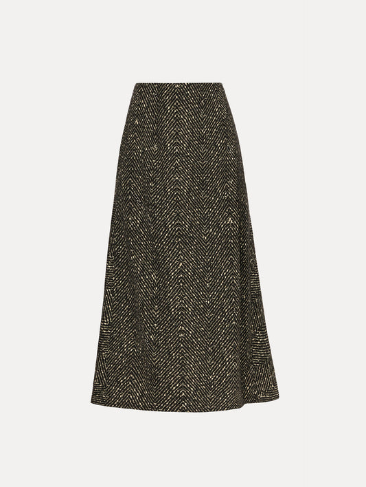 Chevron Wool Skirt Black/white / Oscar de la Renta