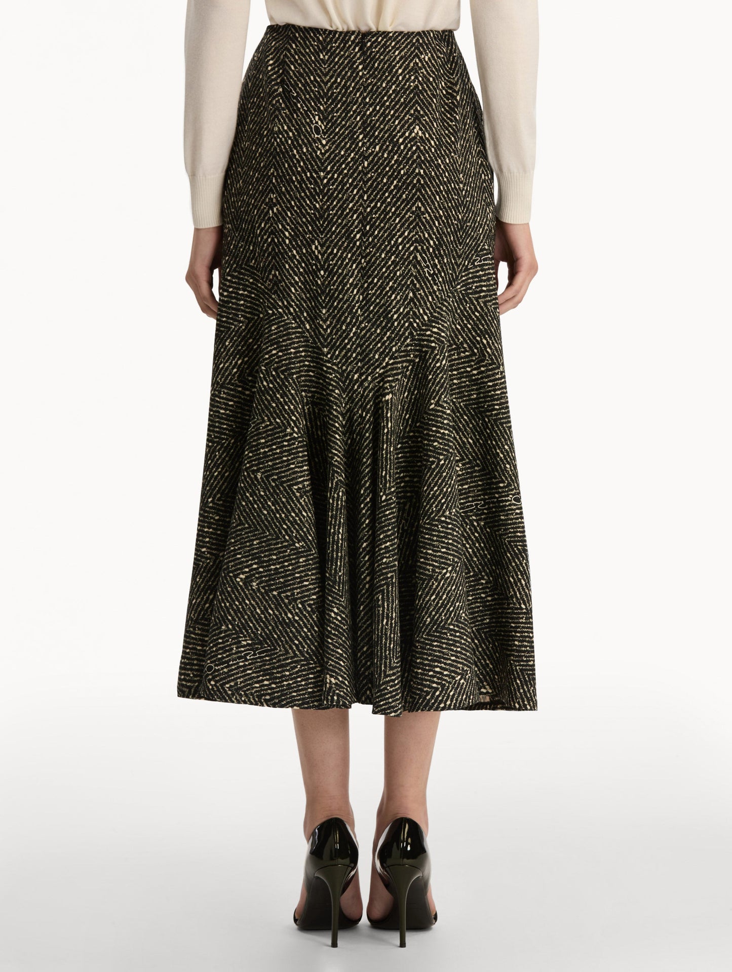 Chevron Wool Skirt Black/white / Oscar de la Renta