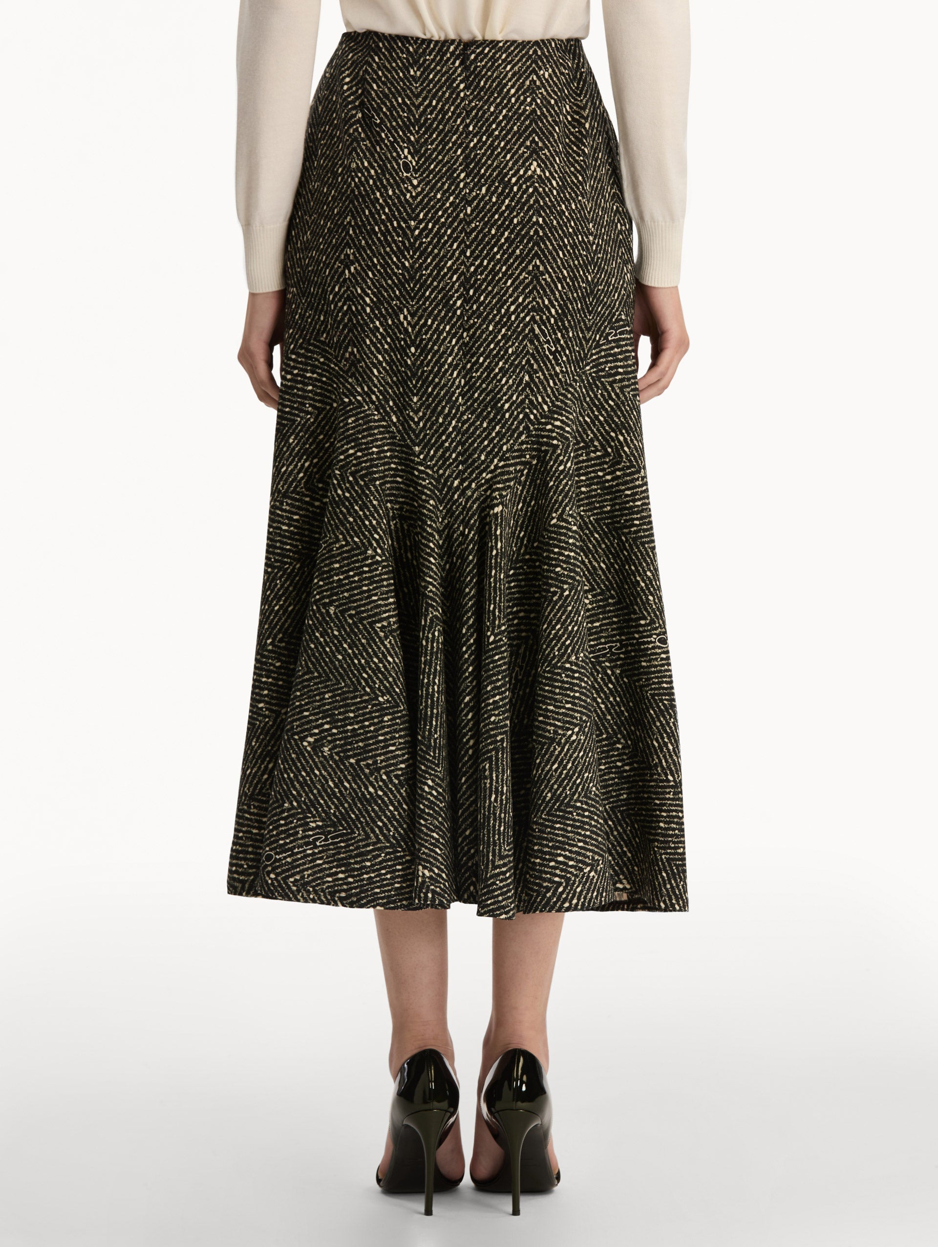 Chevron Wool Skirt Black/white / Oscar de la Renta