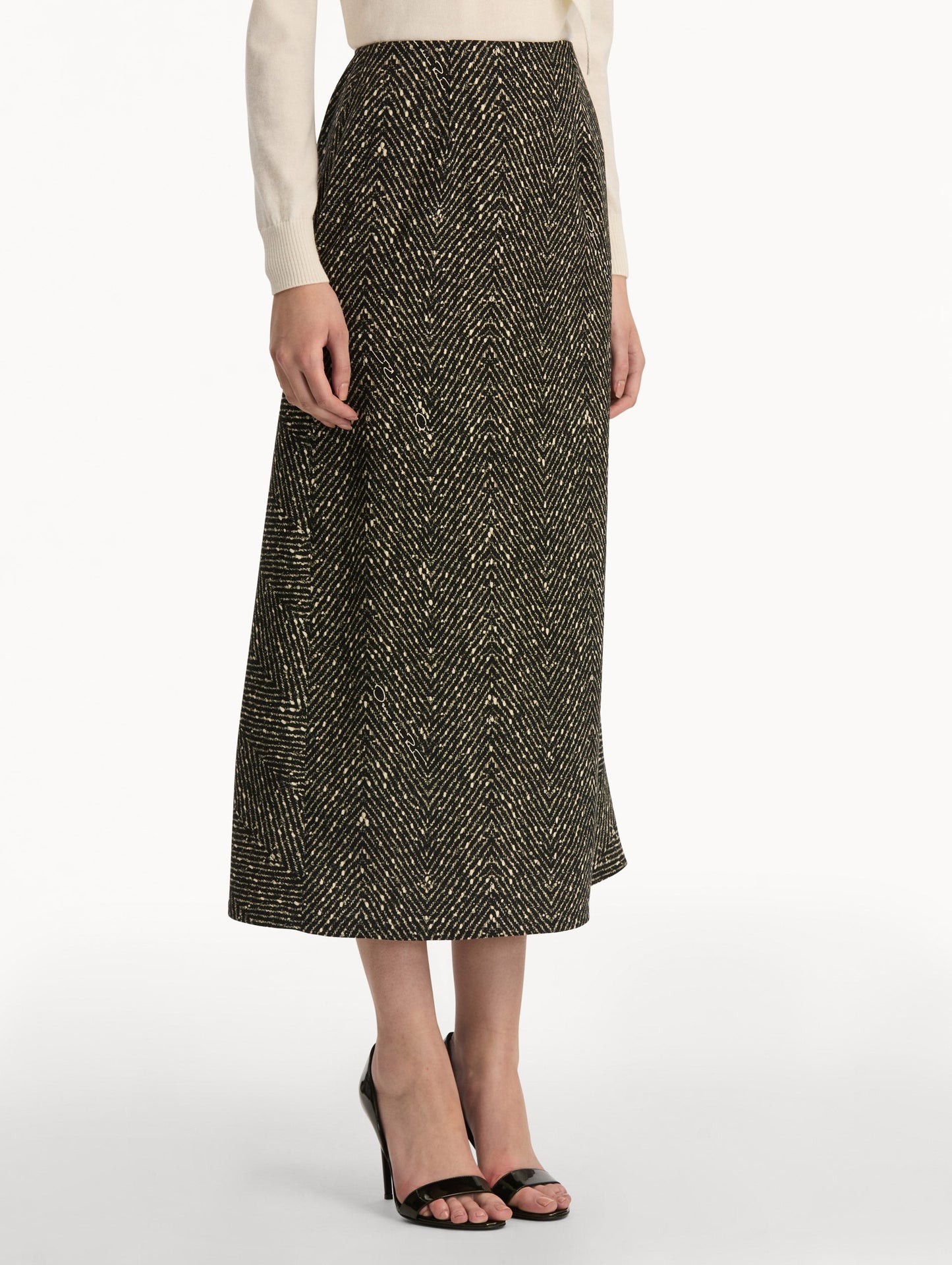 Chevron Wool Skirt Black/white / Oscar de la Renta