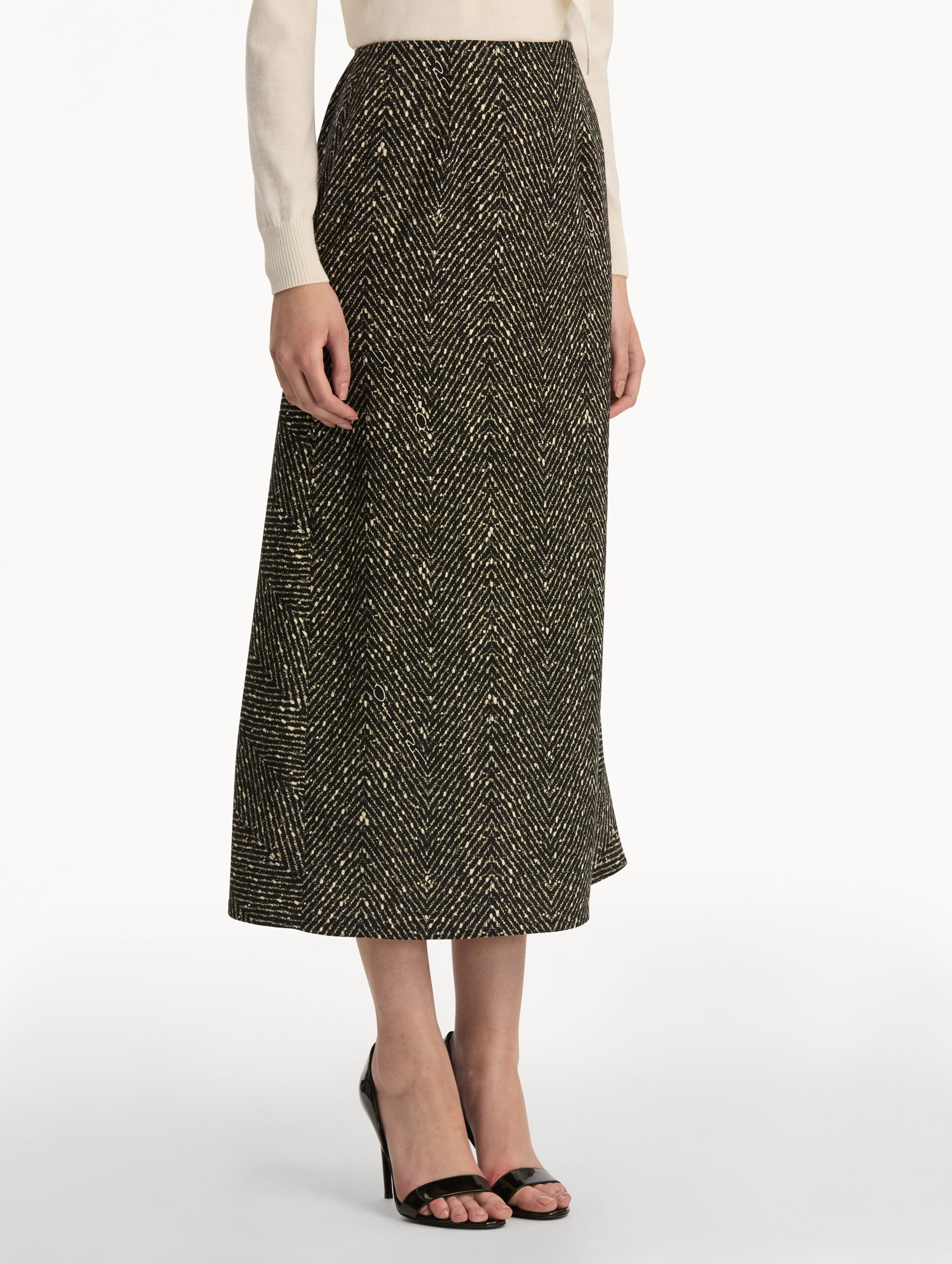 Chevron Wool Skirt Black/white / Oscar de la Renta