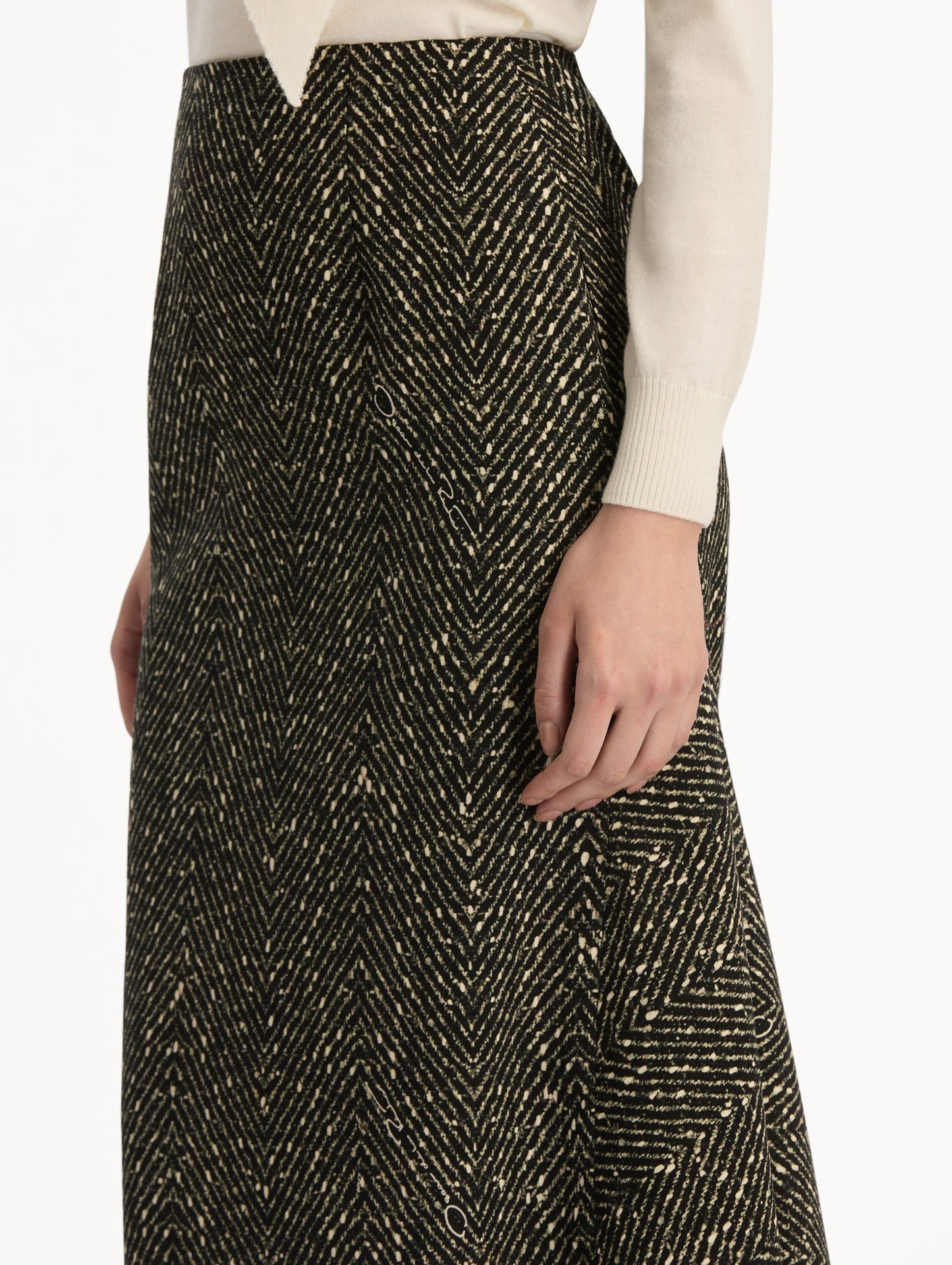 Chevron Wool Skirt Black/white / Oscar de la Renta
