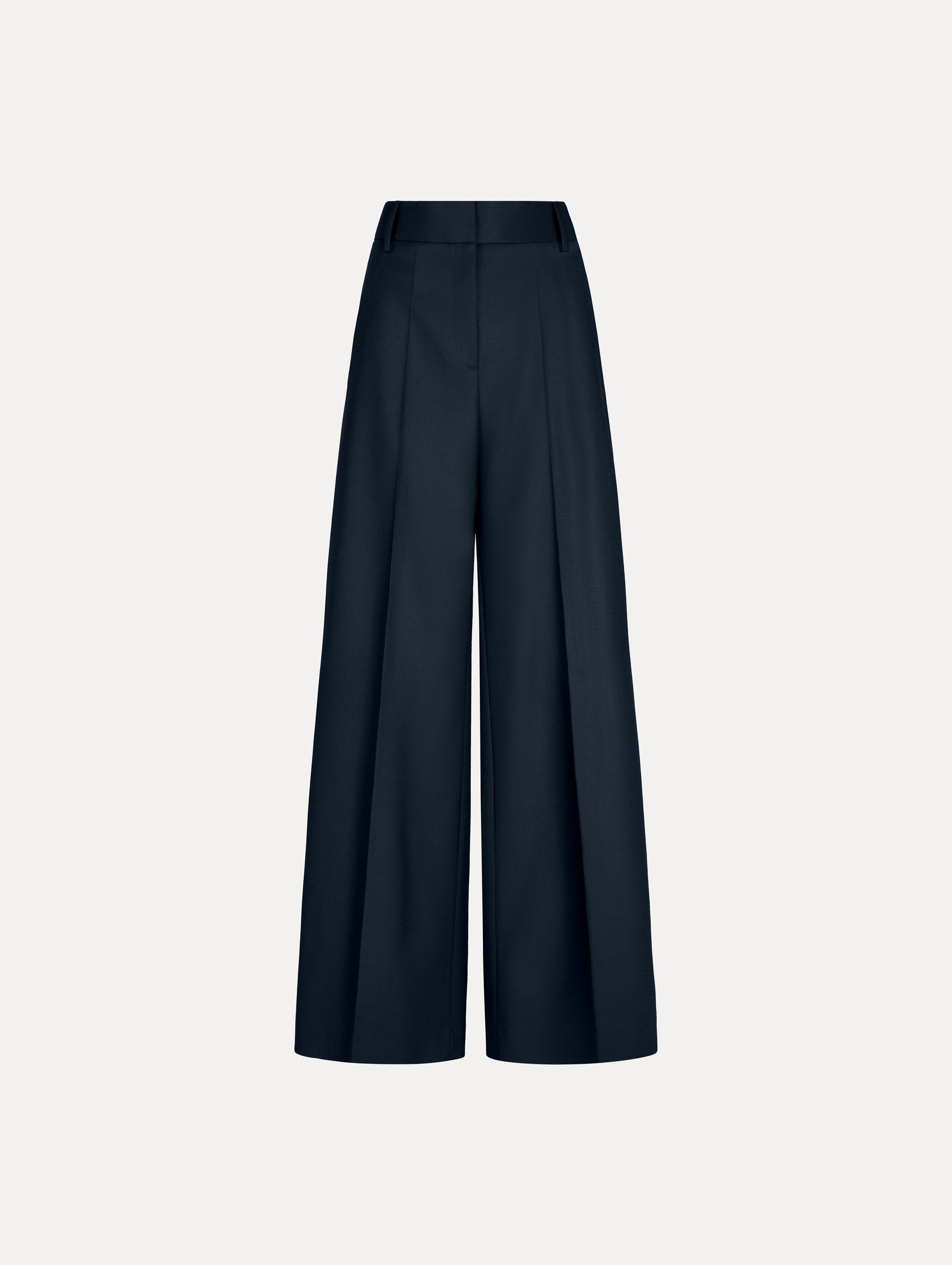 Wide-Leg Wool-Blend Pant Navy / Oscar de la Renta