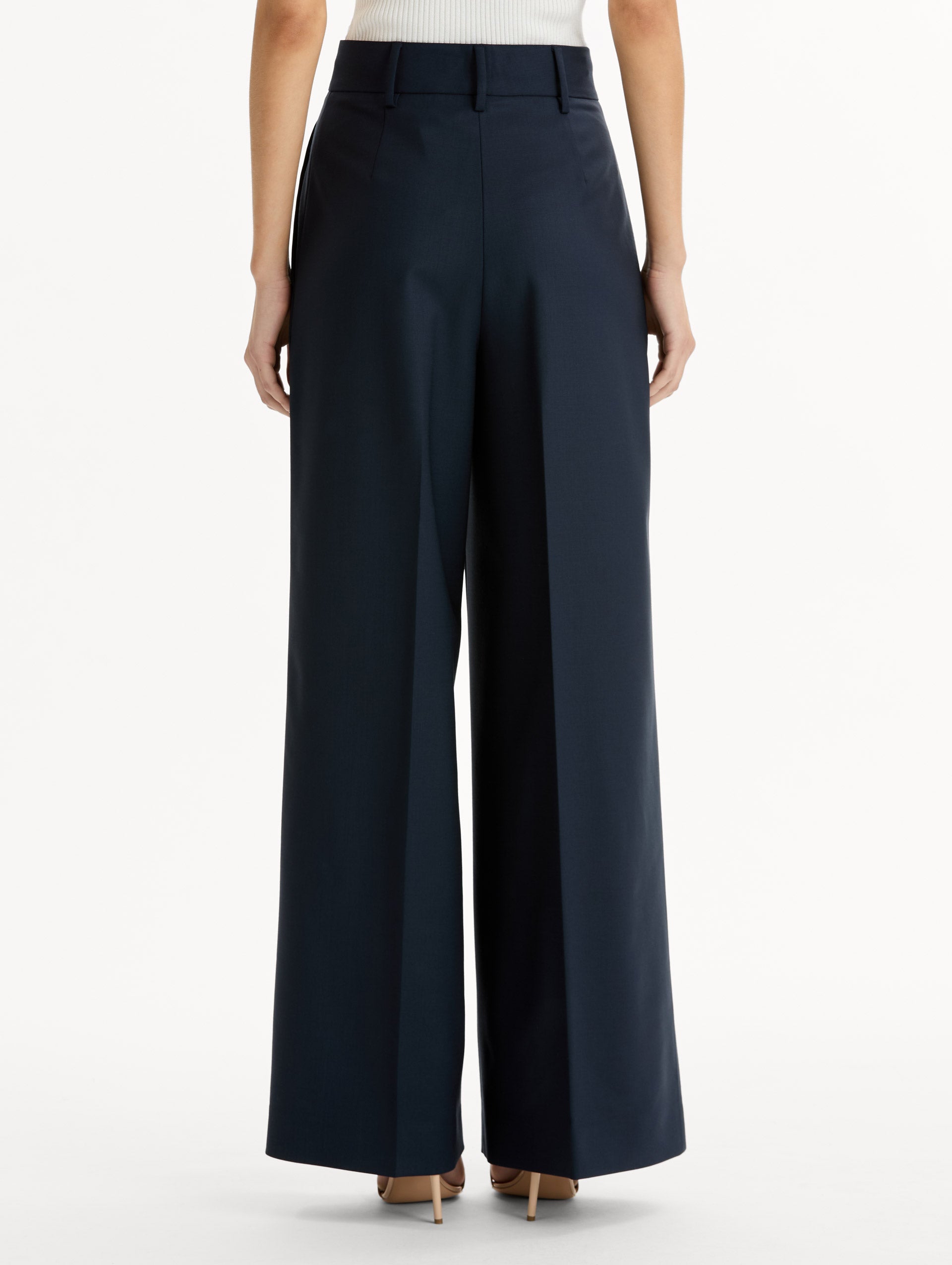 Wide-Leg Wool-Blend Pant Navy / Oscar de la Renta