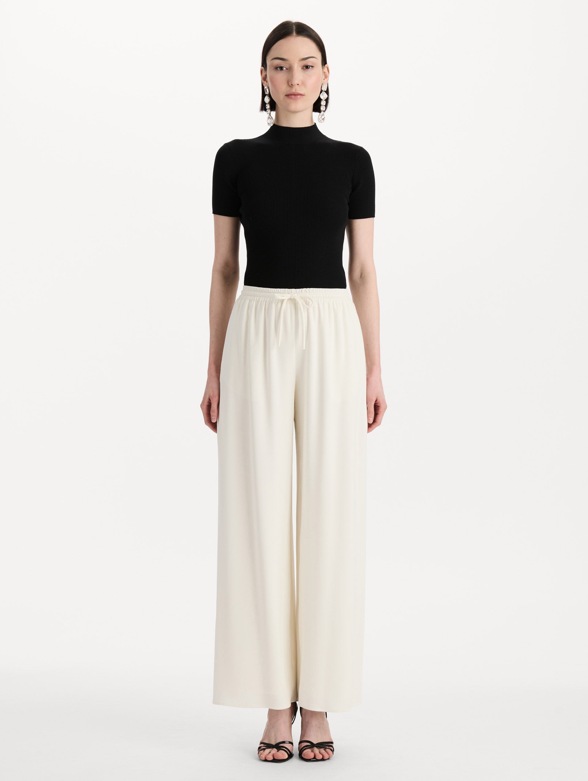 Silk Georgette Drawstring Pant Ivory / Oscar de la Renta