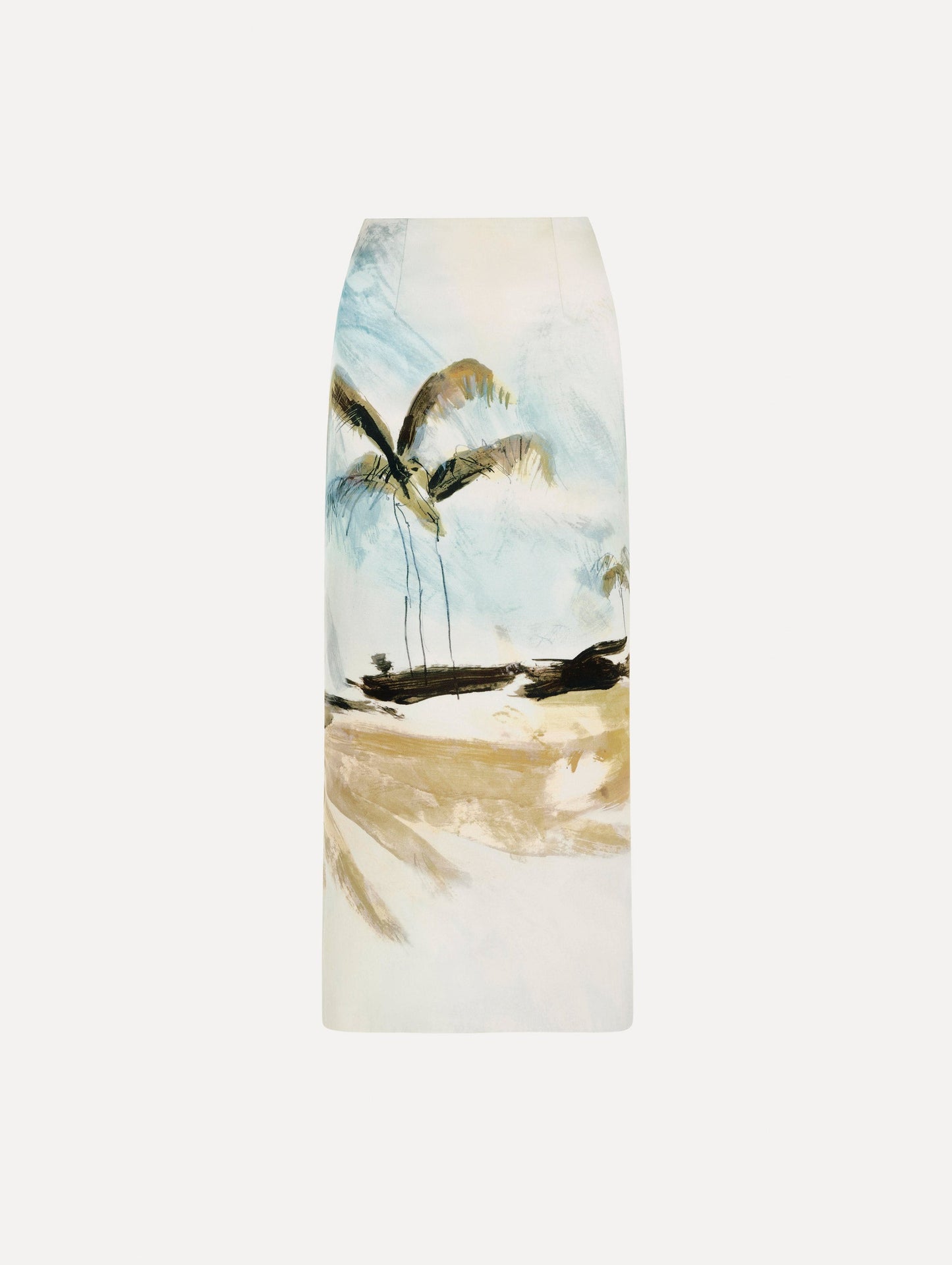 Dominican Landscape Pencil Skirt Blue green multi / Oscar de la Renta