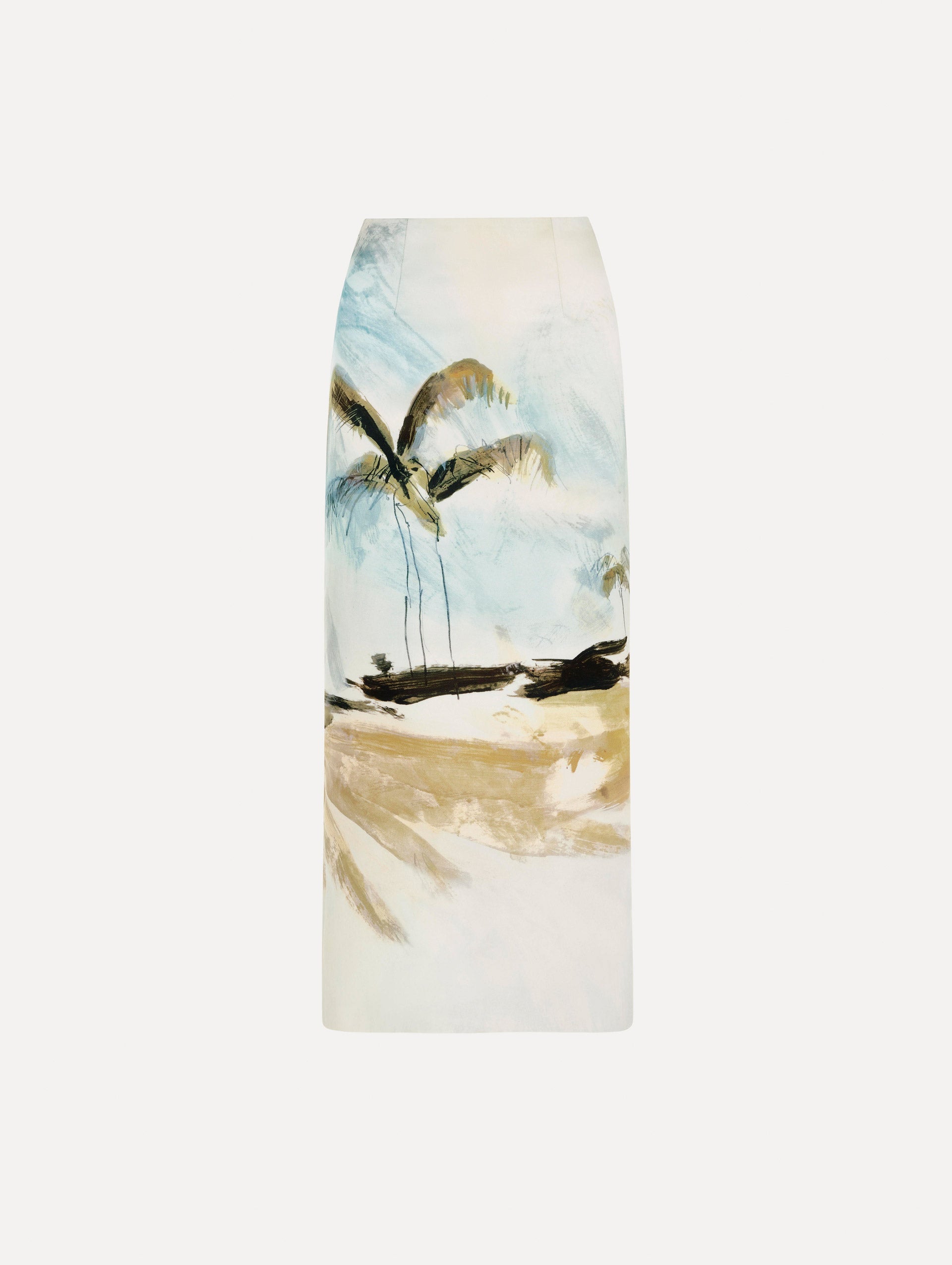 Dominican Landscape Pencil Skirt Blue green multi / Oscar de la Renta