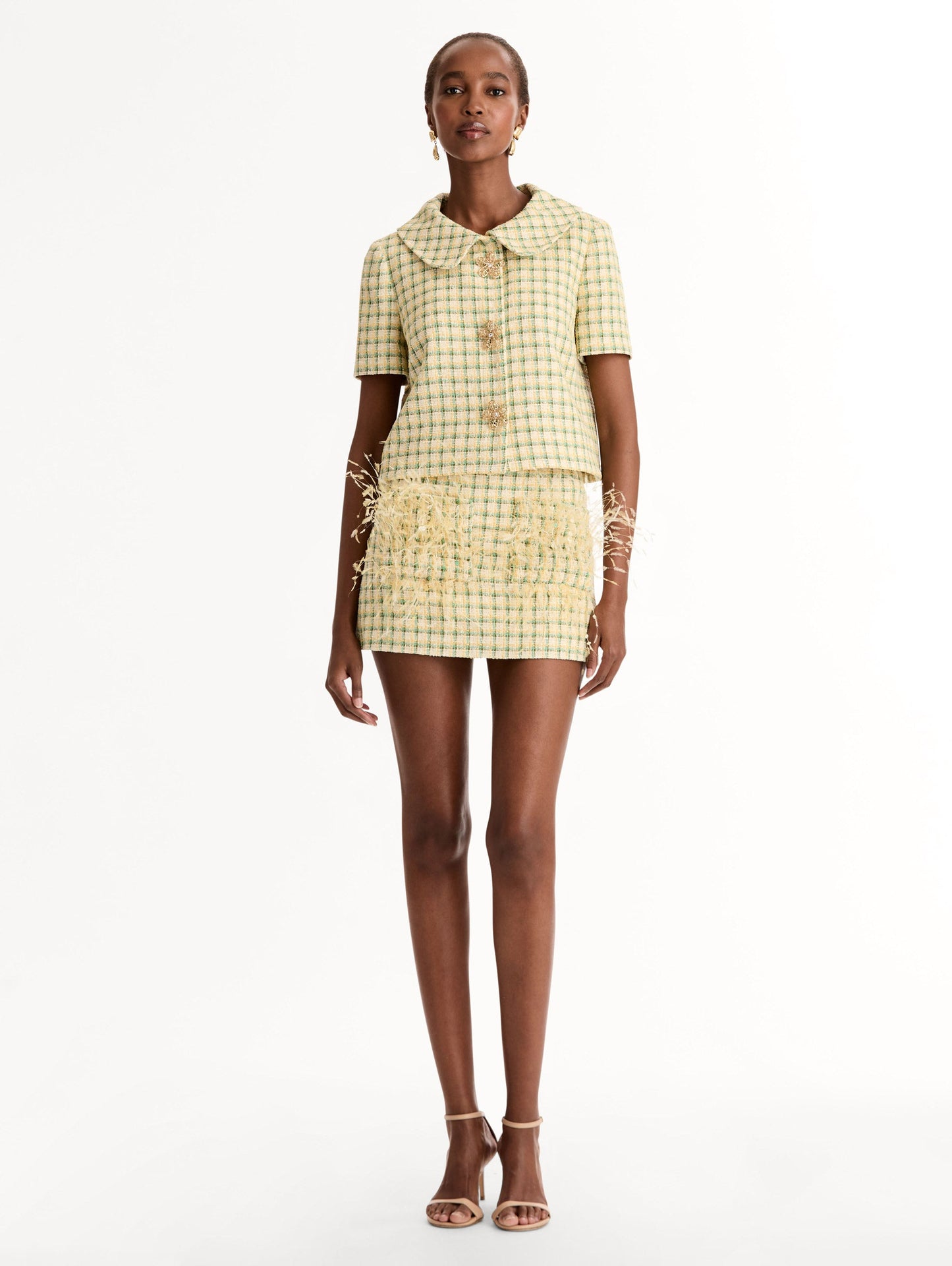 Checked Tweed Jacket Butter multi / Oscar de la Renta