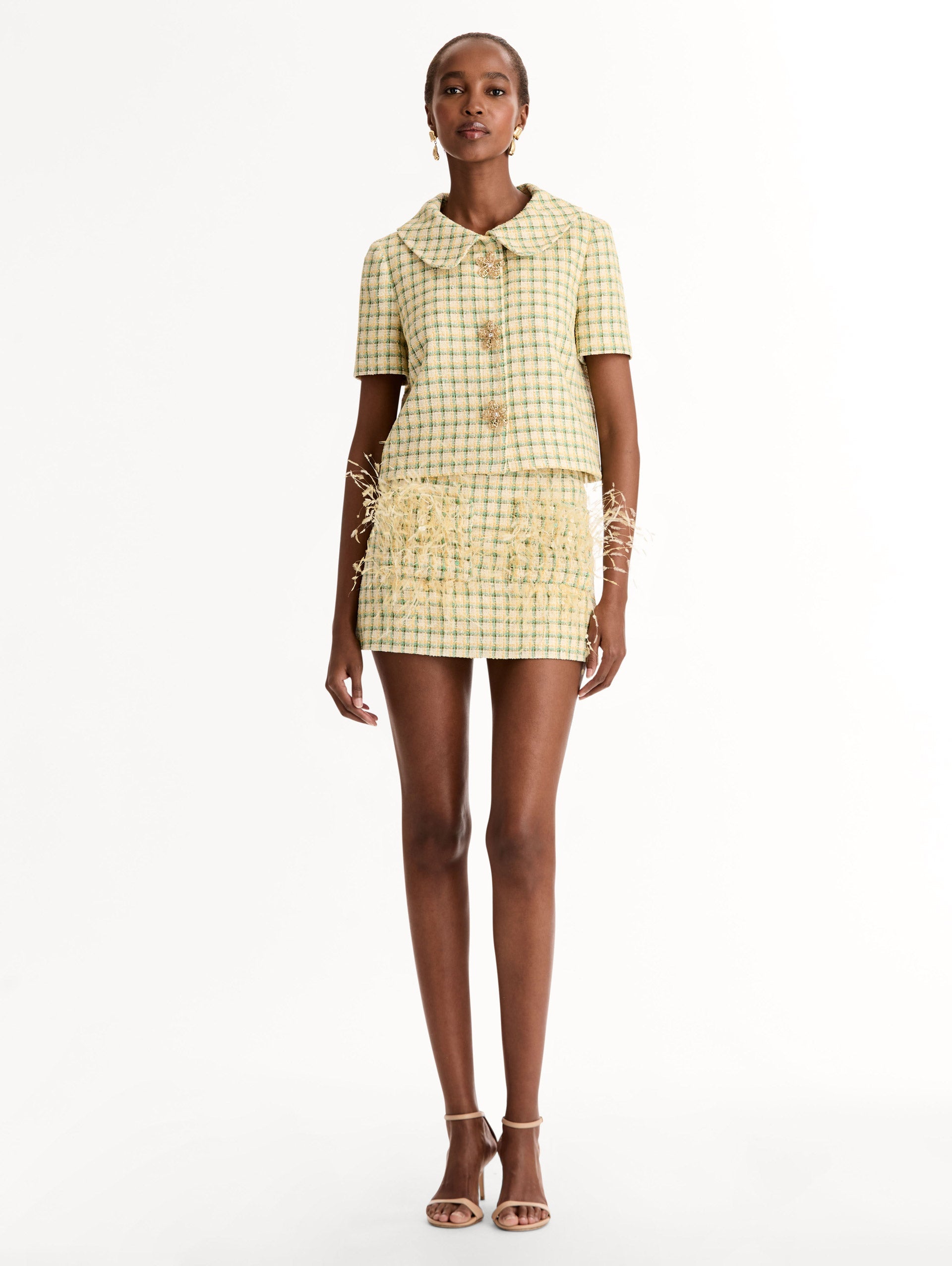 Checked Tweed Jacket Butter multi / Oscar de la Renta