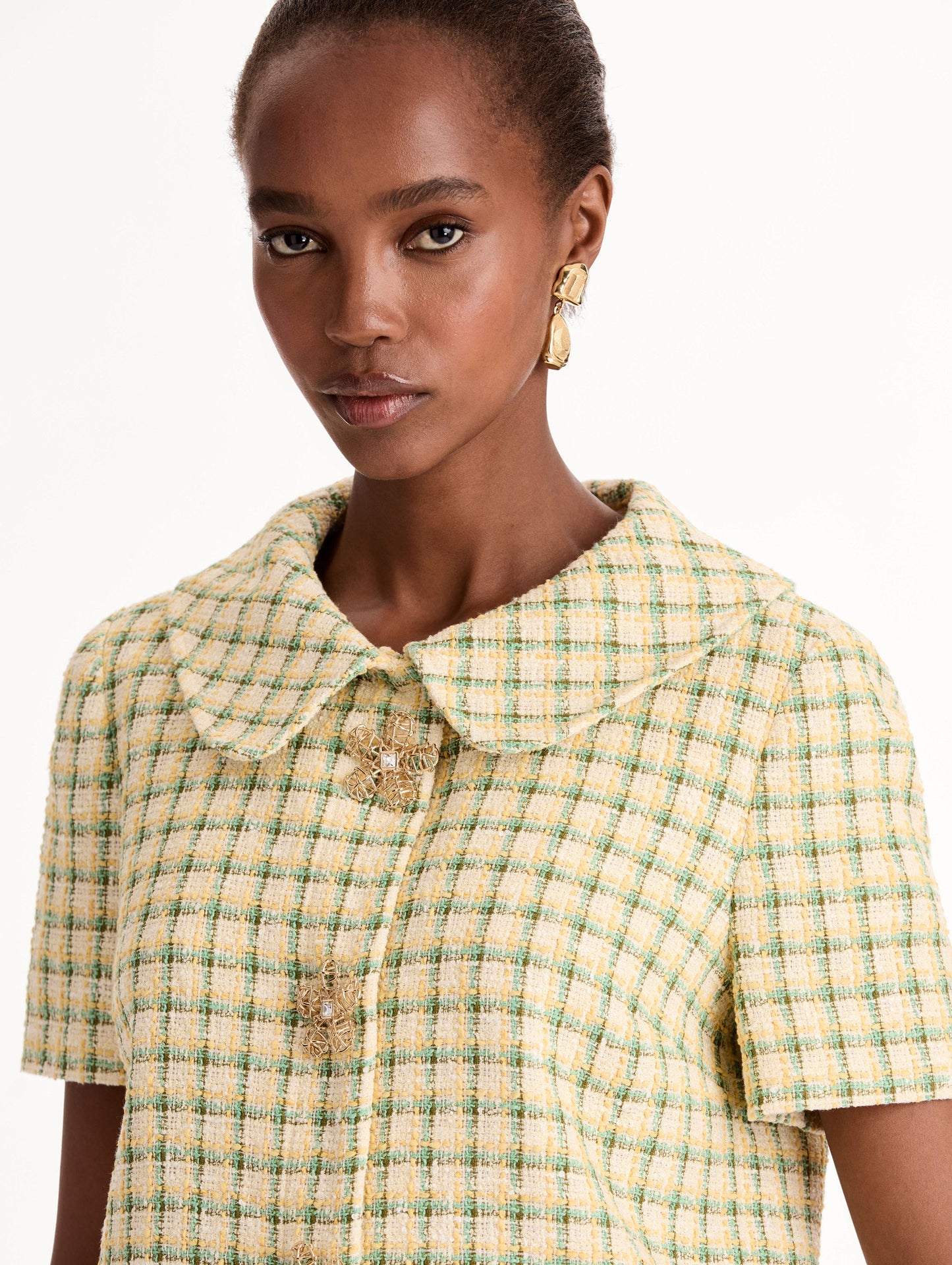 Checked Tweed Jacket Butter multi / Oscar de la Renta