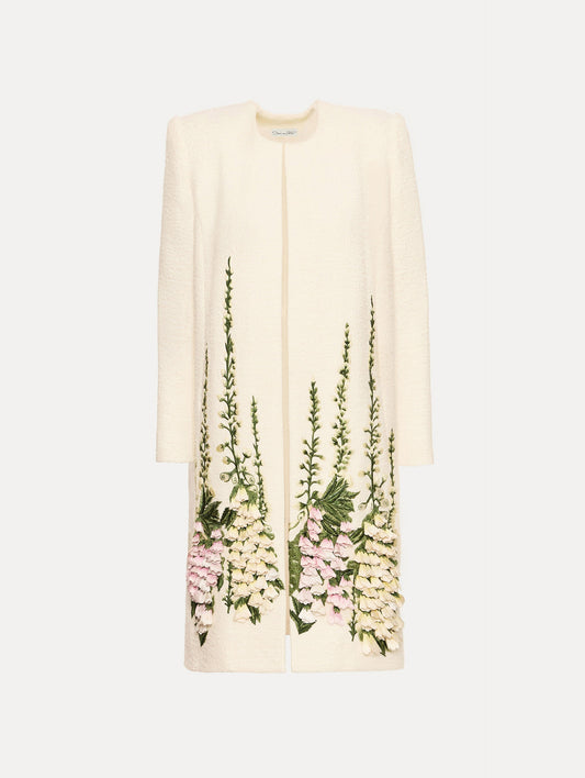 Foxglove Embroidered Tweed Jacket Ivory / Oscar de la Renta