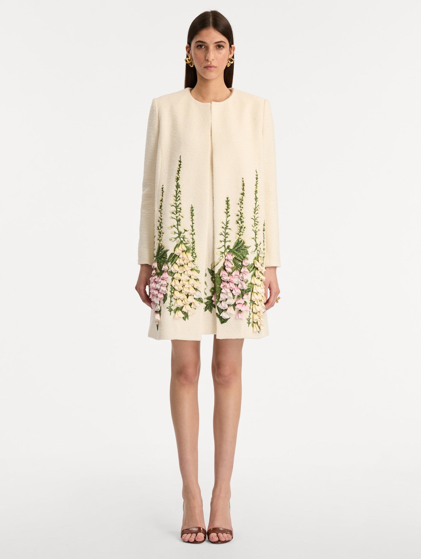 Foxglove Embroidered Tweed Jacket Ivory / Oscar de la Renta