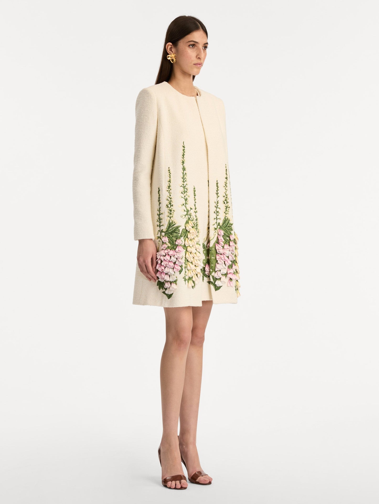 Foxglove Embroidered Tweed Jacket Ivory / Oscar de la Renta