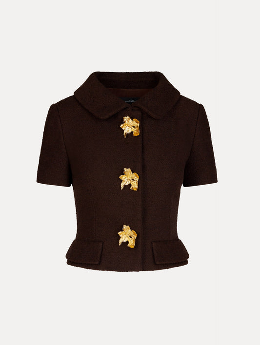 Cyclamen Button Tweed Jacket Mahogany / Oscar de la Renta