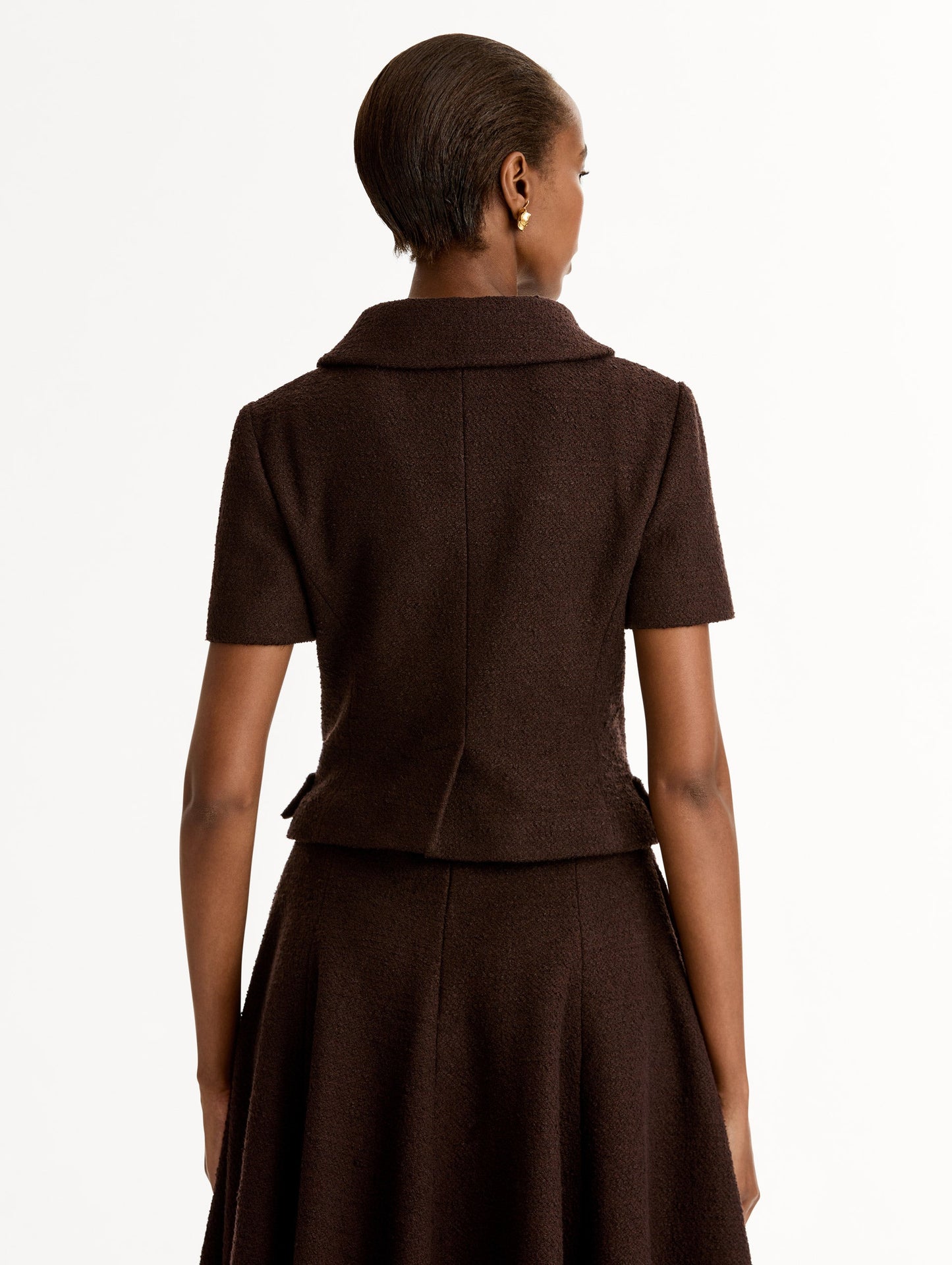 Cyclamen Button Tweed Jacket Mahogany / Oscar de la Renta