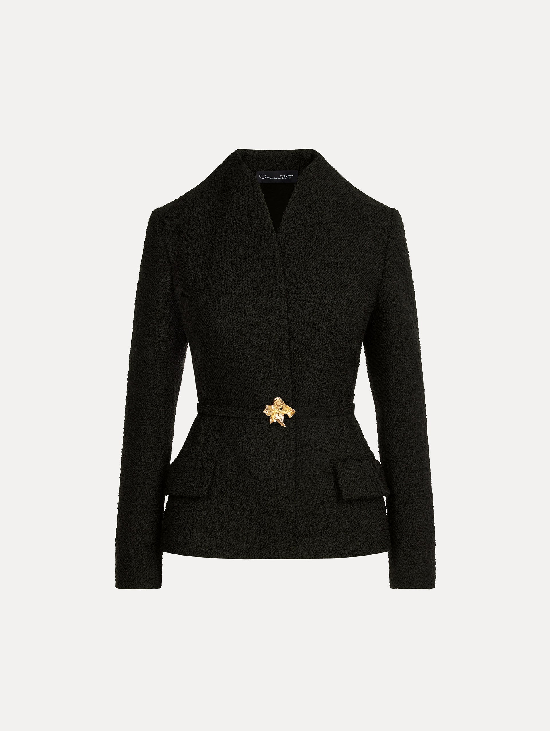 Cyclamen Belt Tweed Jacket Black / Oscar de la Renta