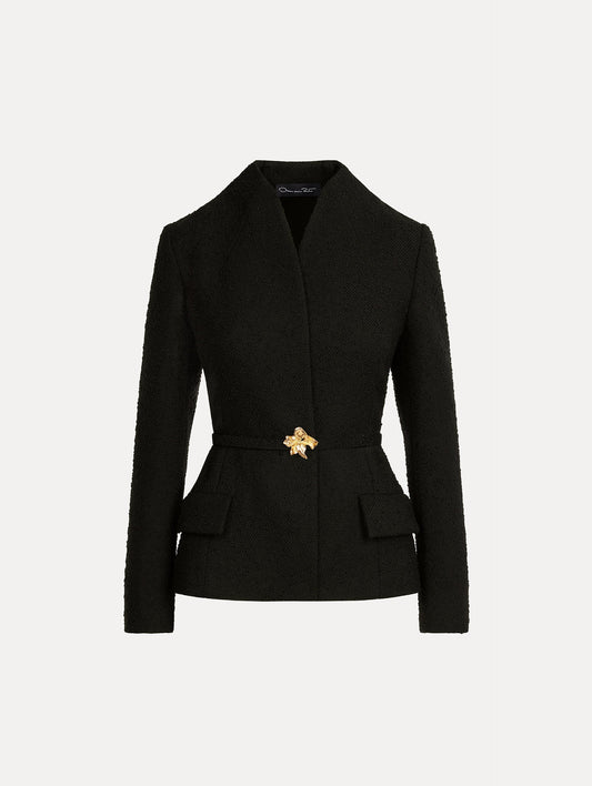 Cyclamen Belt Tweed Jacket Black / Oscar de la Renta