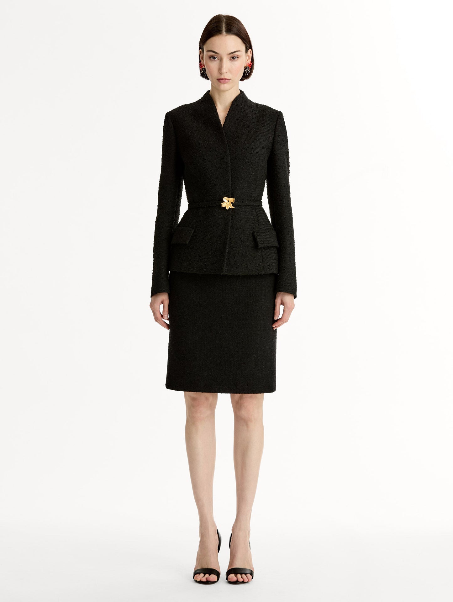 Cyclamen Belt Tweed Jacket Black / Oscar de la Renta