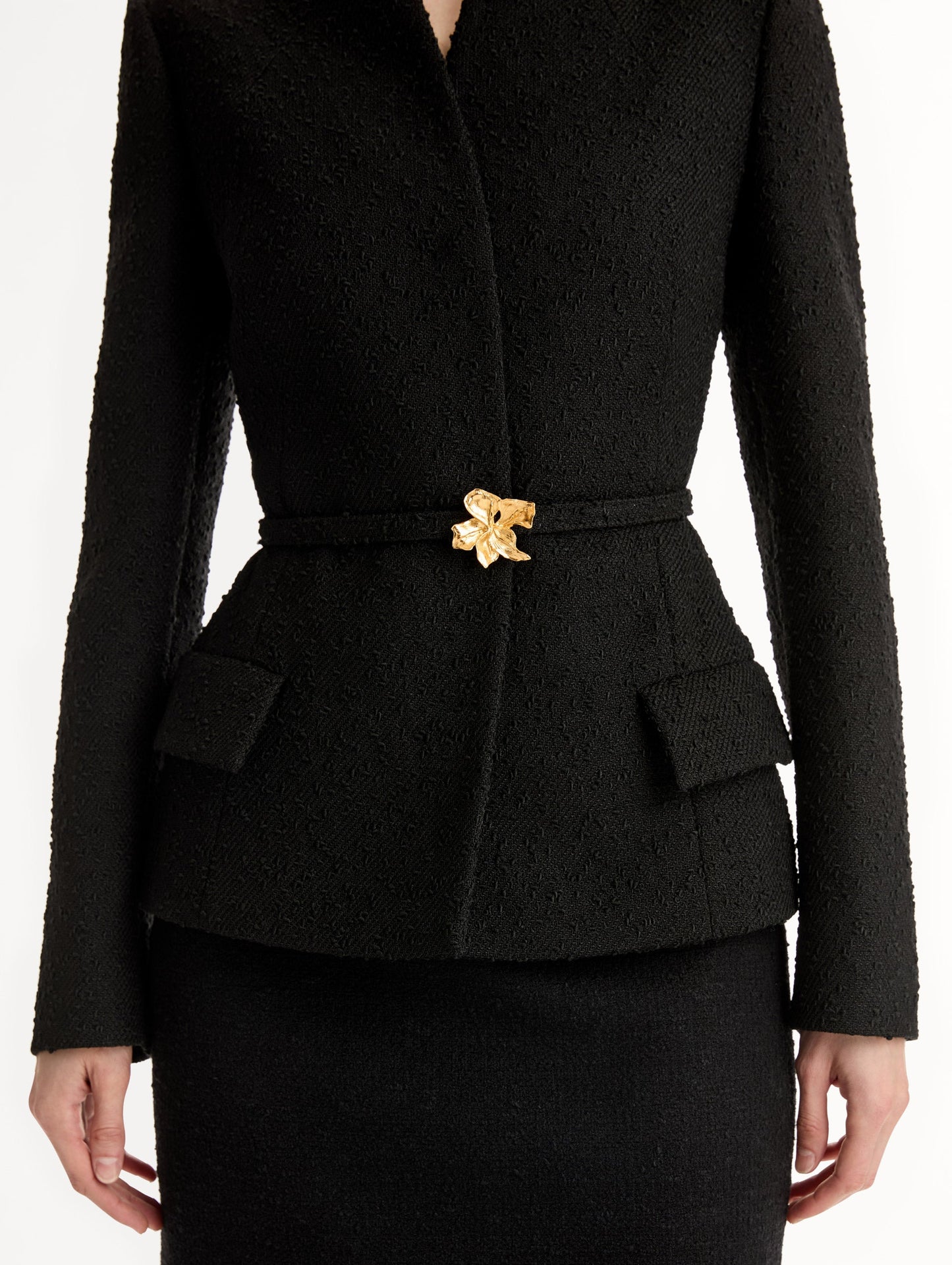 Cyclamen Belt Tweed Jacket Black / Oscar de la Renta