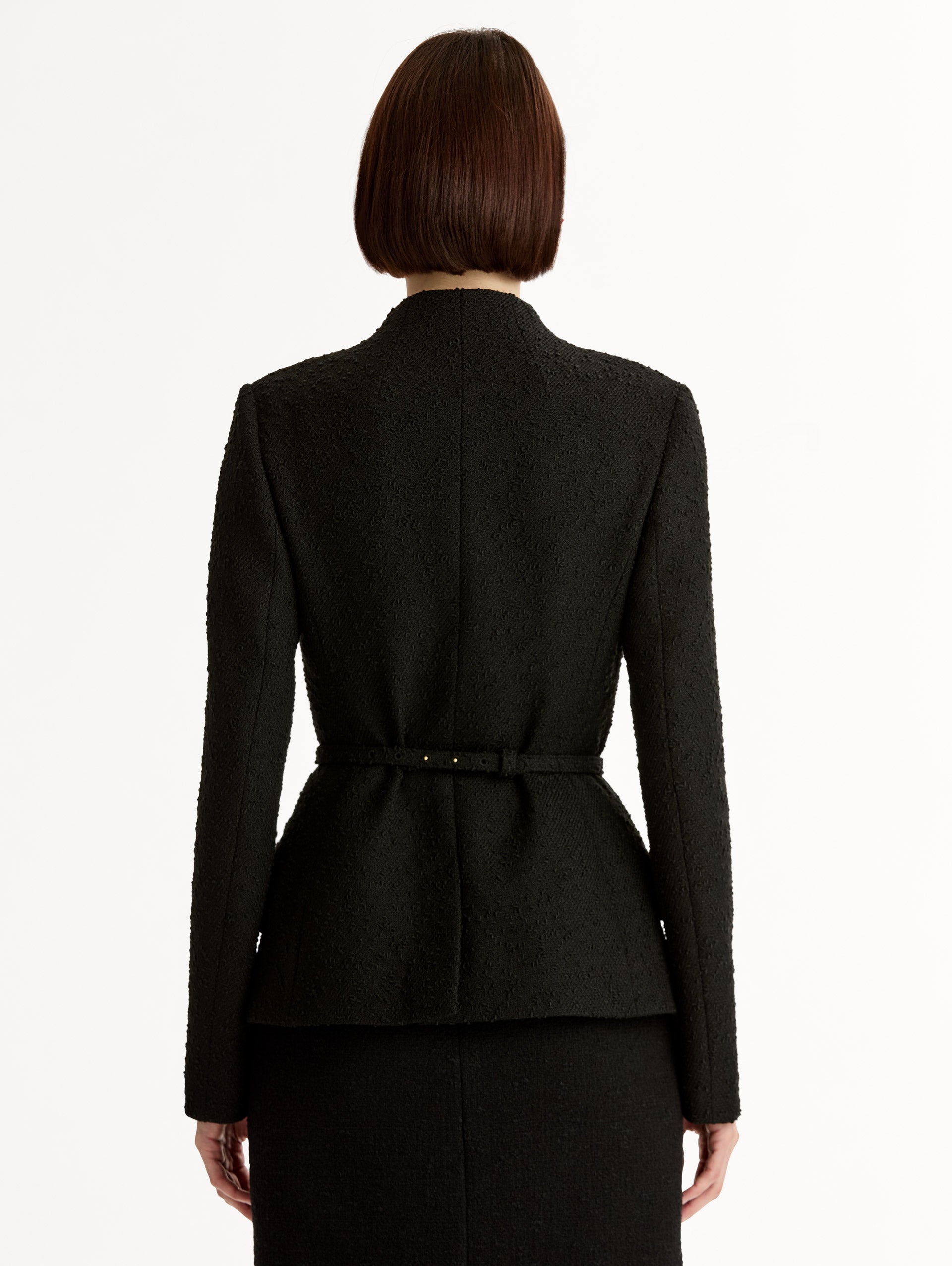 Cyclamen Belt Tweed Jacket Black / Oscar de la Renta