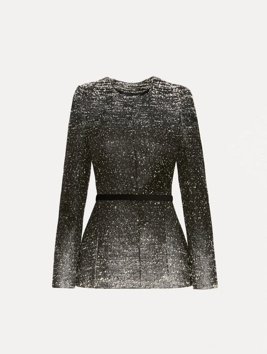 Ombré Lurex Bouclé Jacquard Jacket Black/ivory / Oscar de la Renta