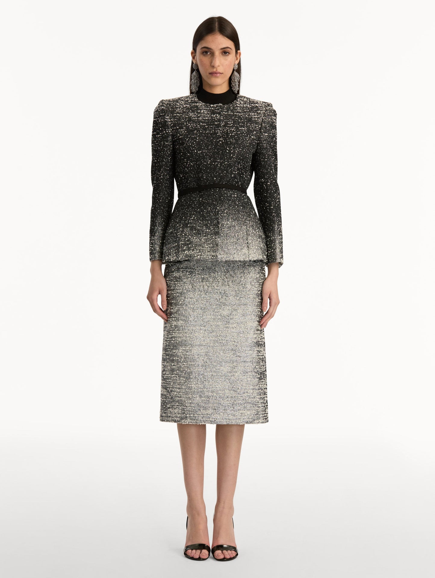 Ombré Lurex Bouclé Jacquard Jacket Black/ivory / Oscar de la Renta