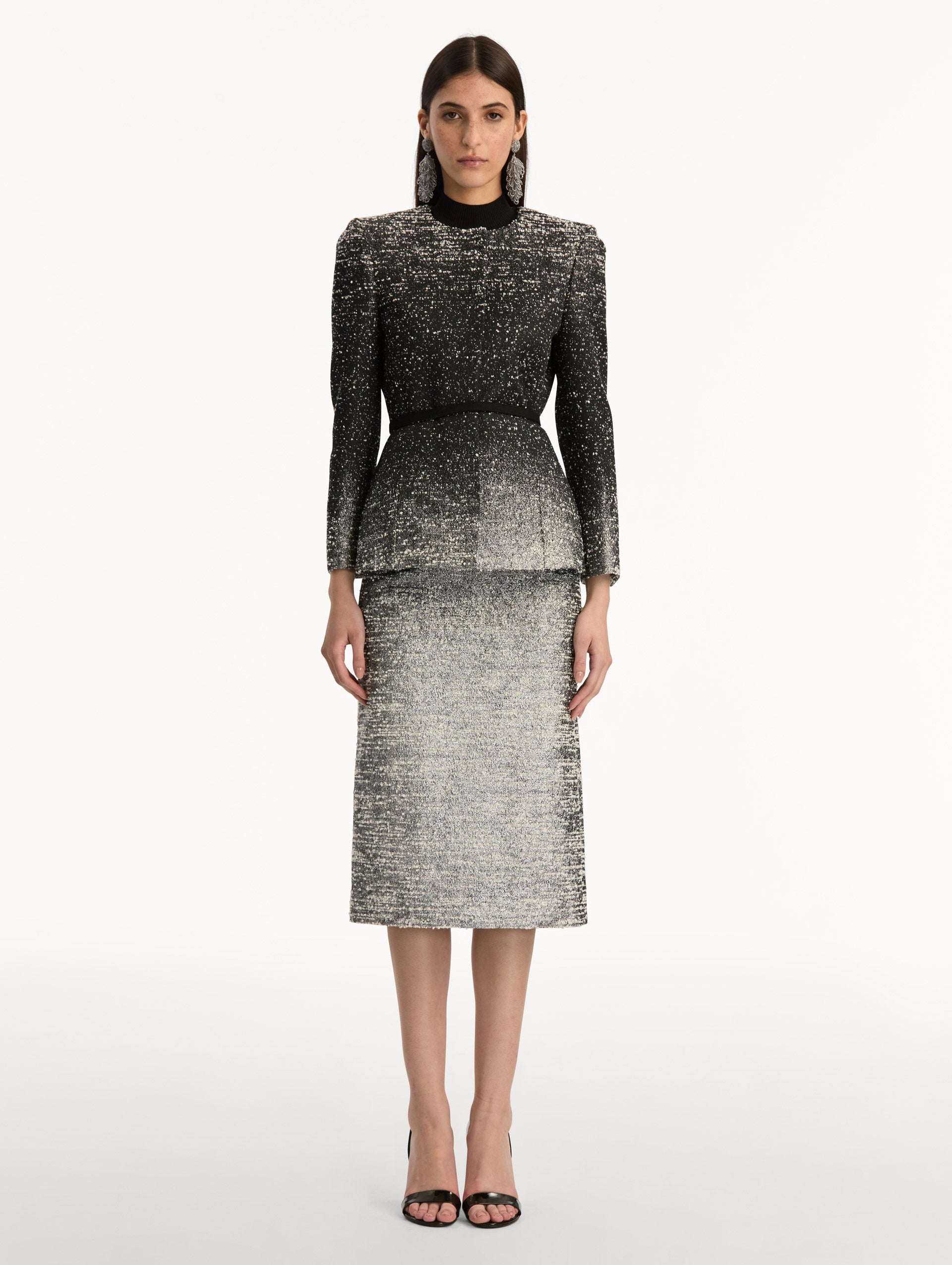 Ombré Lurex Bouclé Jacquard Jacket Black/ivory / Oscar de la Renta