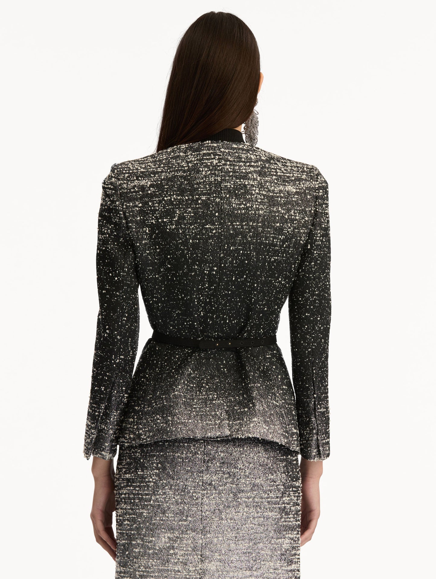 Ombré Lurex Bouclé Jacquard Jacket Black/ivory / Oscar de la Renta